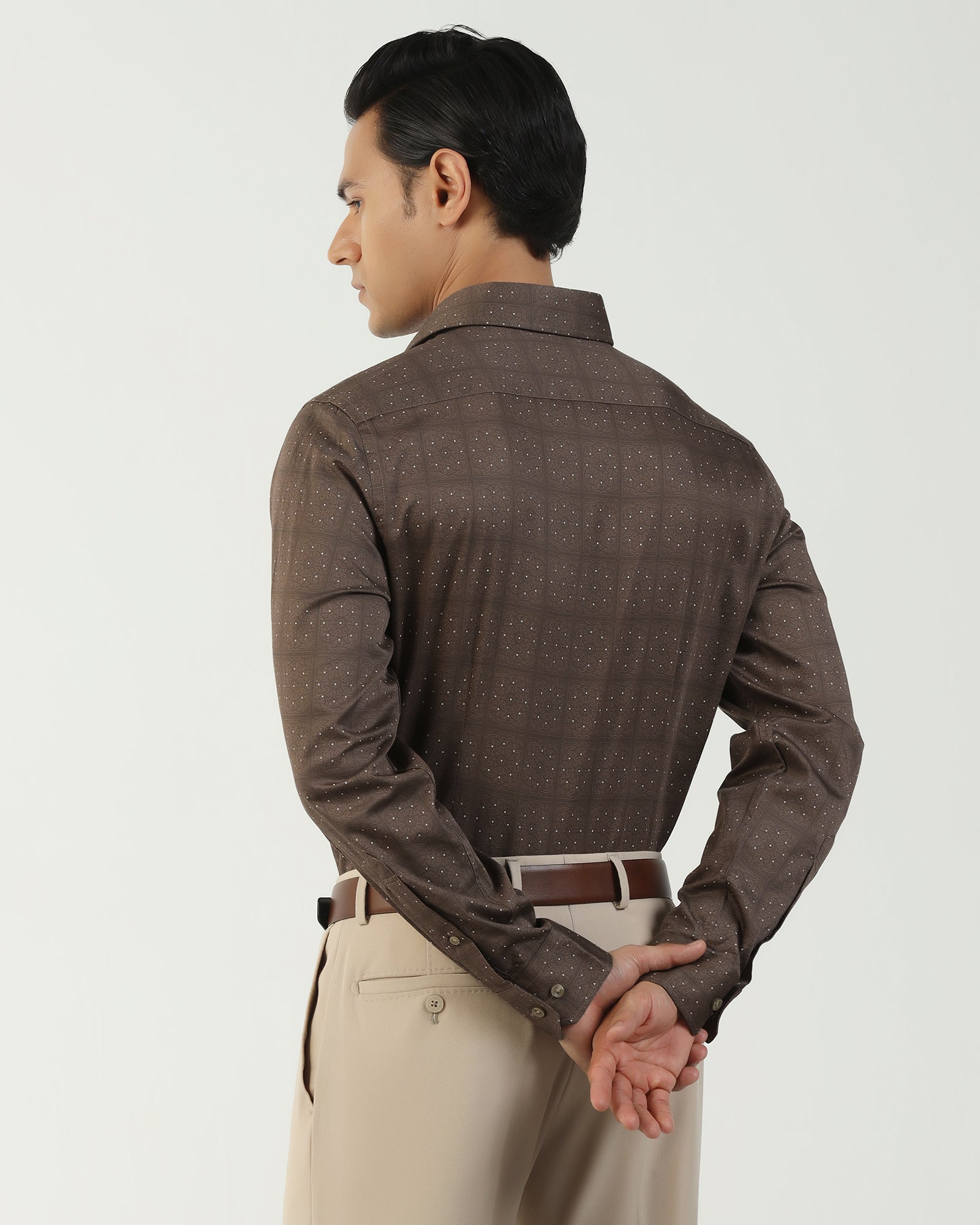 Formal Ochre Printed Shirt - Crust