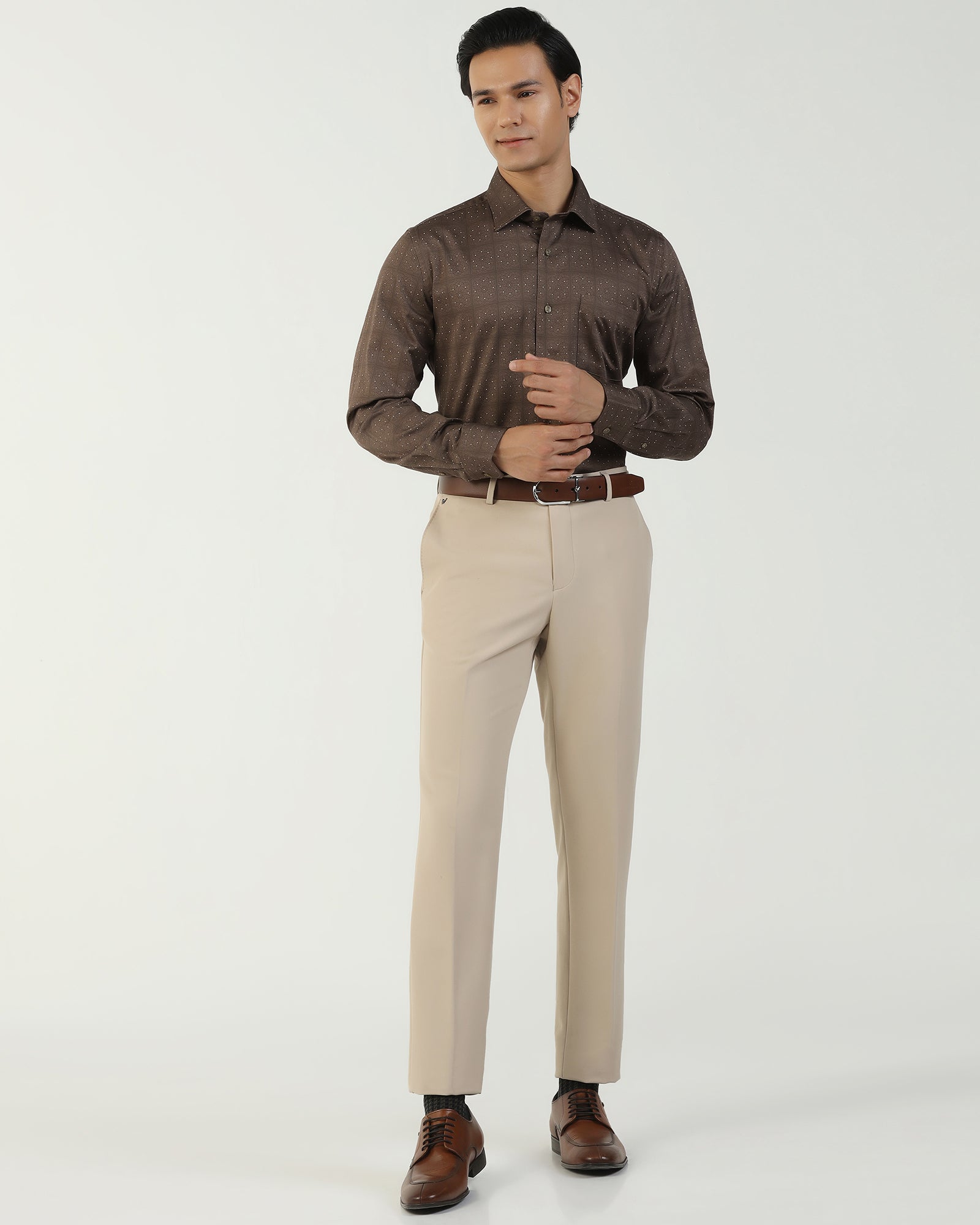 Formal Ochre Printed Shirt - Crust