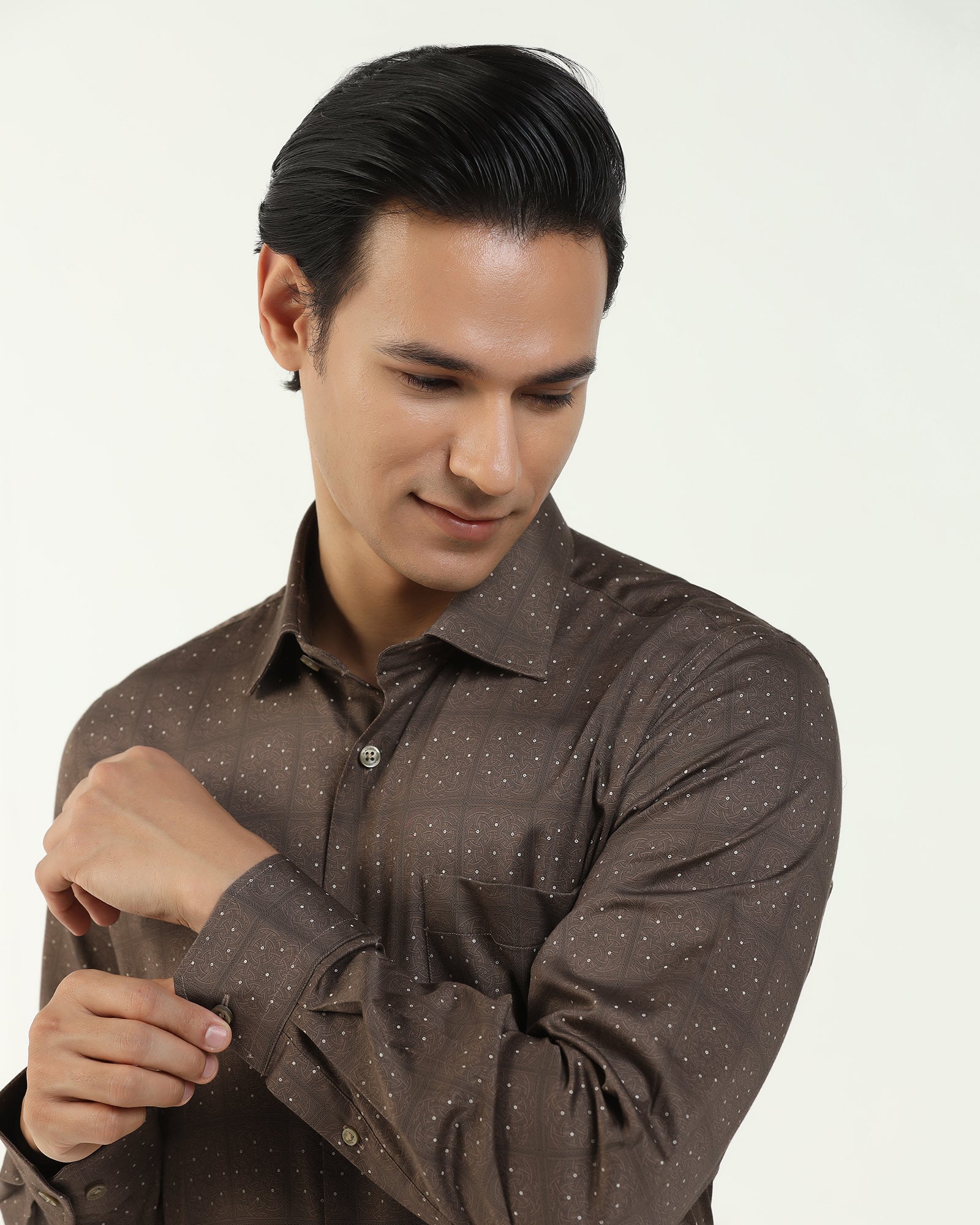 Formal Ochre Printed Shirt - Crust