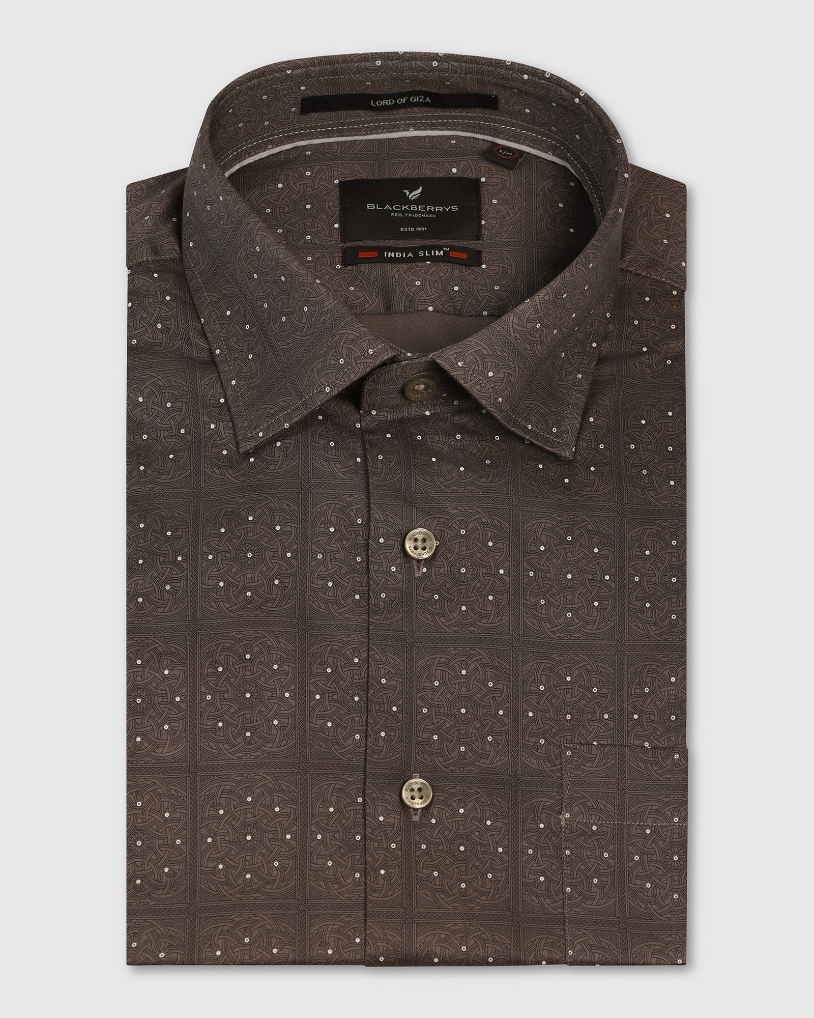 Formal Ochre Printed Shirt - Crust