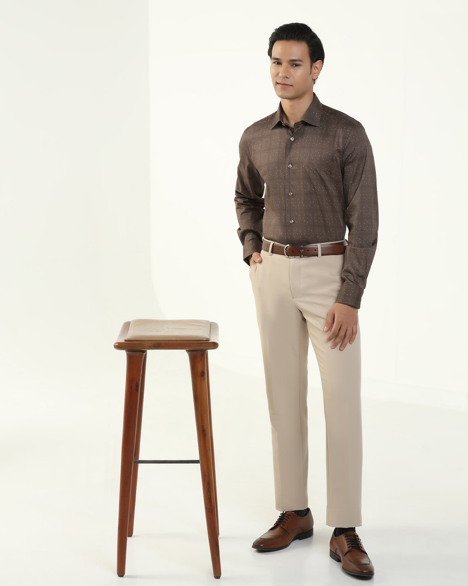 Formal Ochre Printed Shirt - Crust