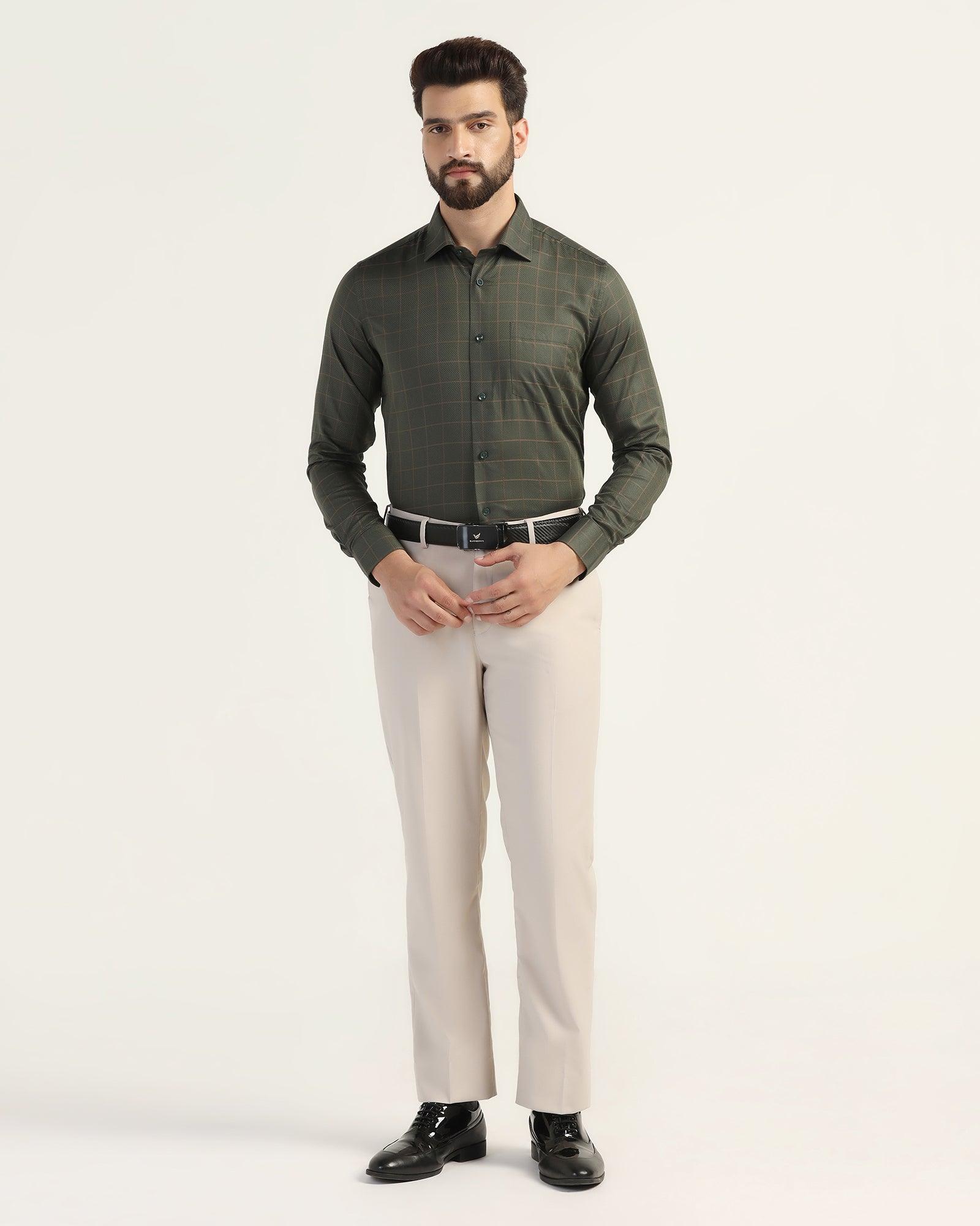 Formal Olive Check Shirt - Carman
