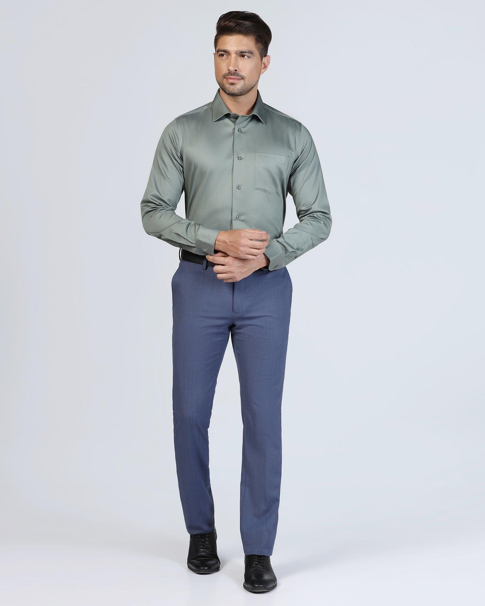 Non Iron Formal Olive Solid Shirt - Rolf