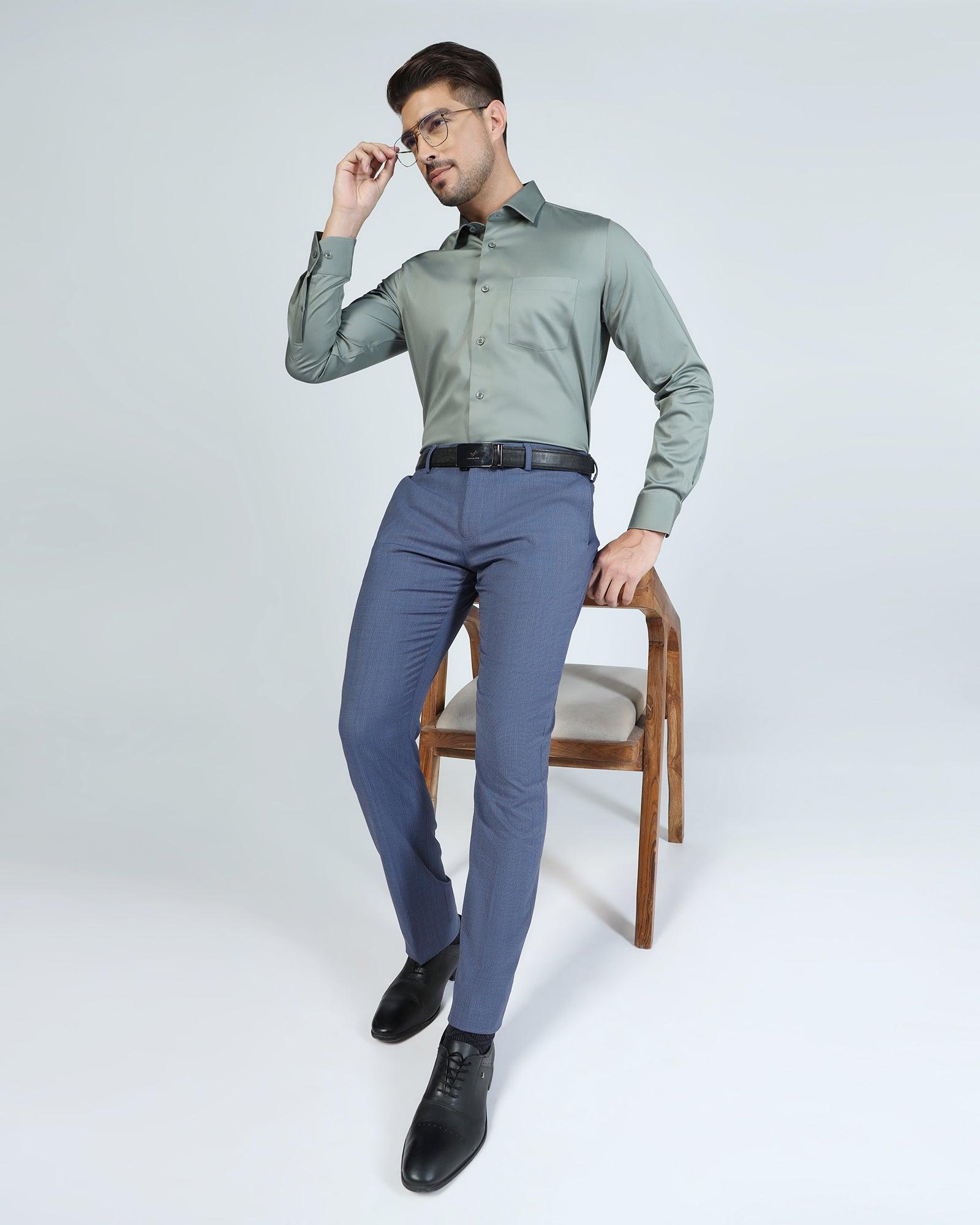 Non Iron Formal Olive Solid Shirt - Rolf