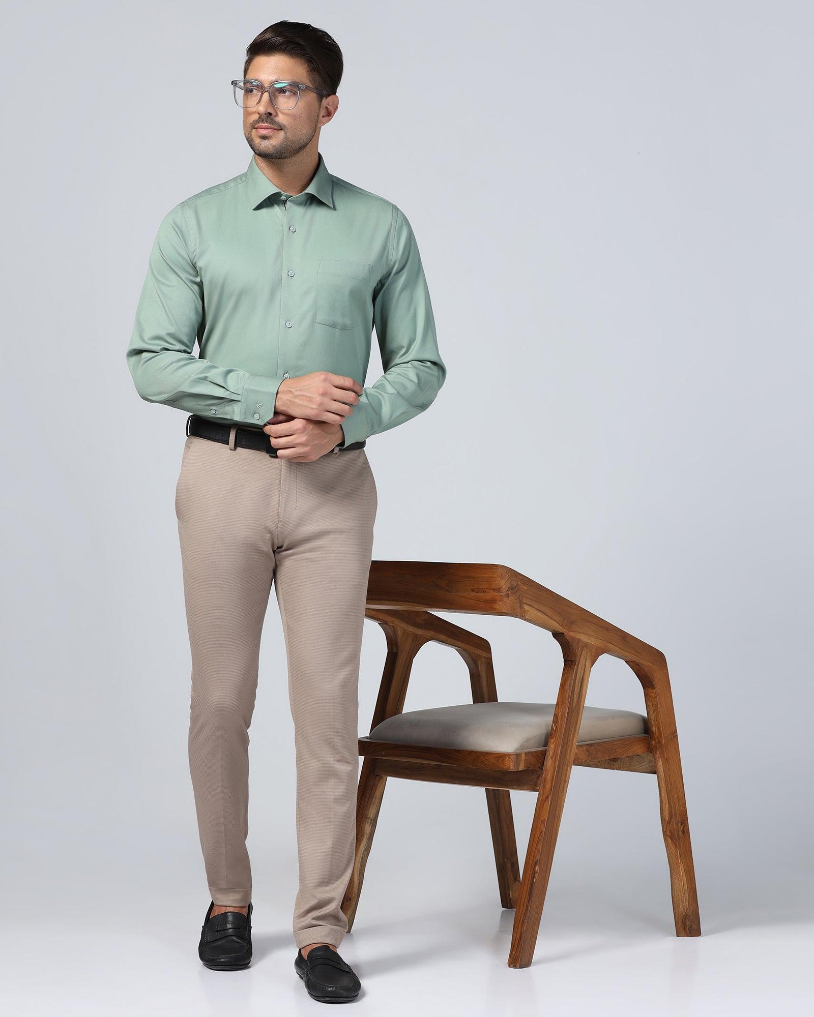 Temp Tech Formal Olive Textured Shirt - Soy