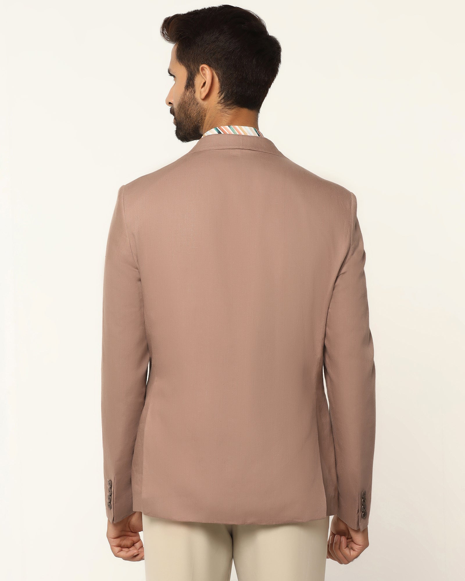 Formal Peach Solid Blazer - Gravity