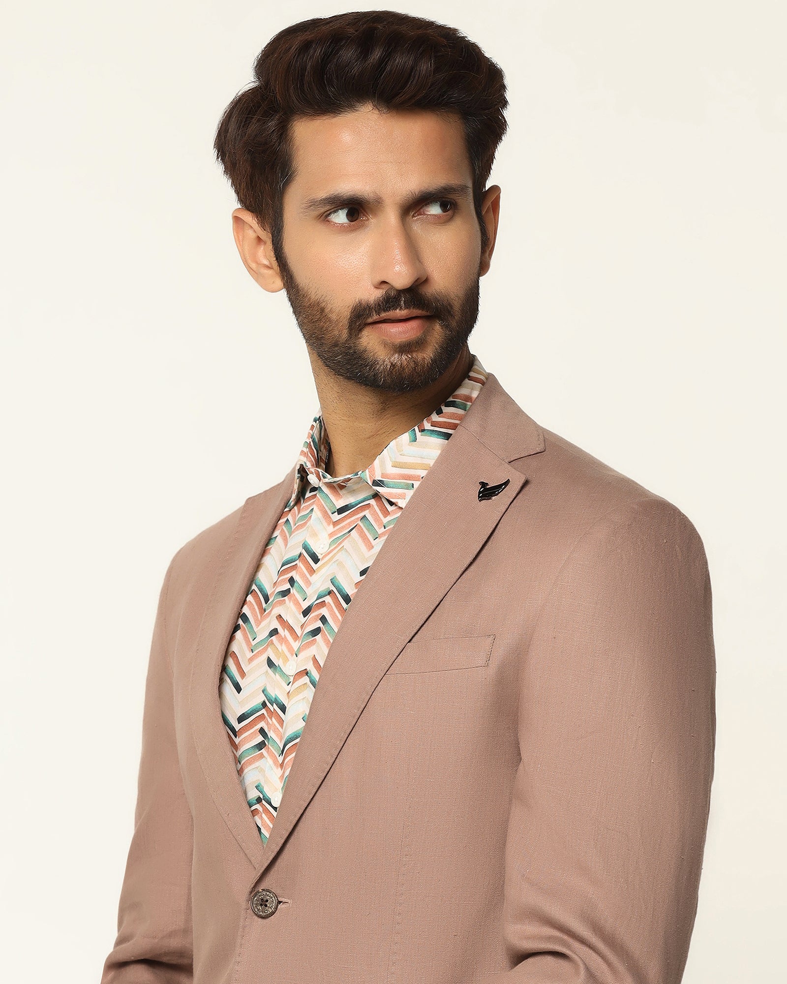 Formal Peach Solid Blazer - Gravity