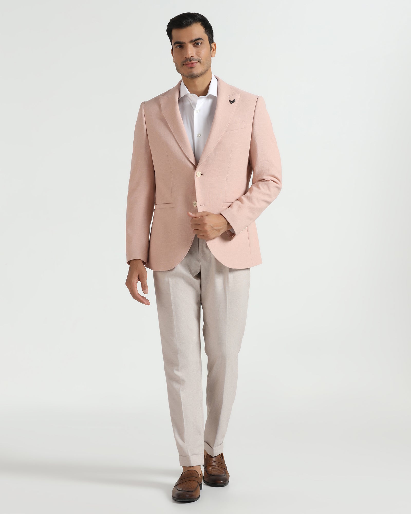 Formal Peach Textured Blazer - Aramis