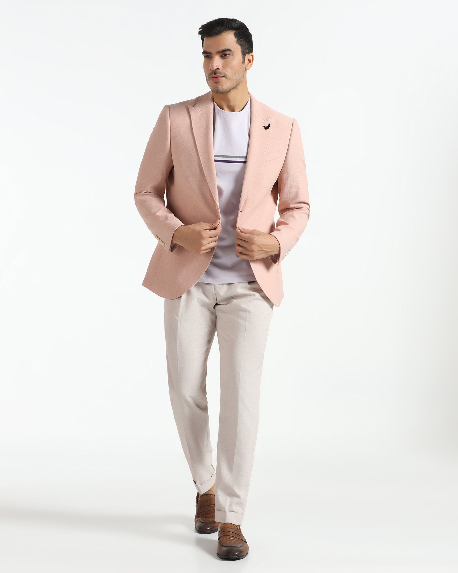 Formal Peach Textured Blazer - Aramis