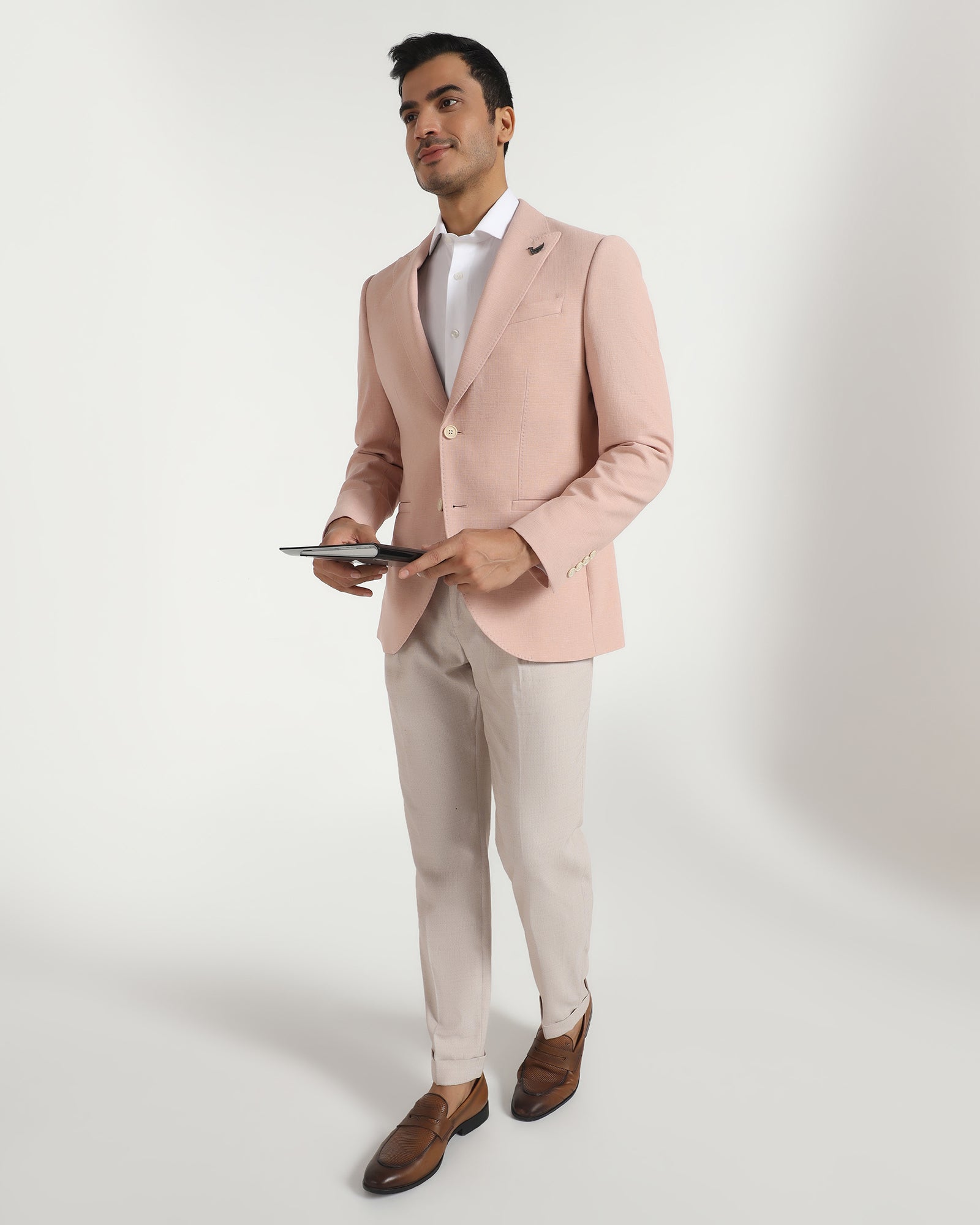 Formal Peach Textured Blazer - Aramis