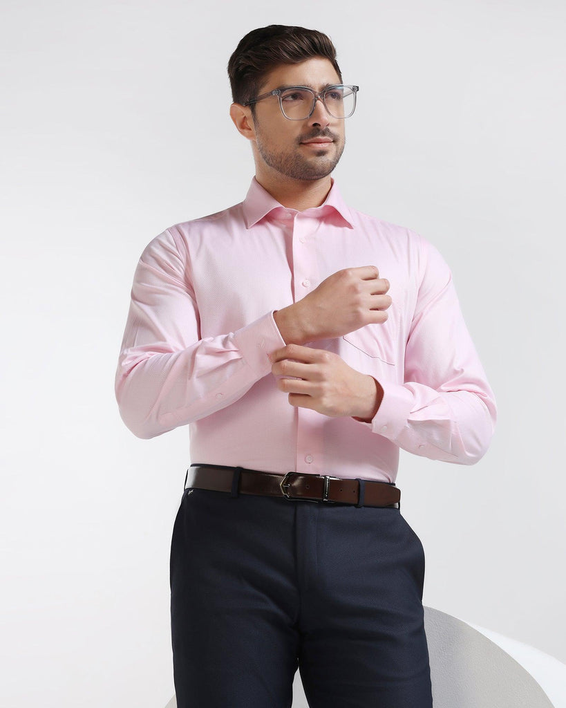 Formal Pink Textured Shirt - Luck
