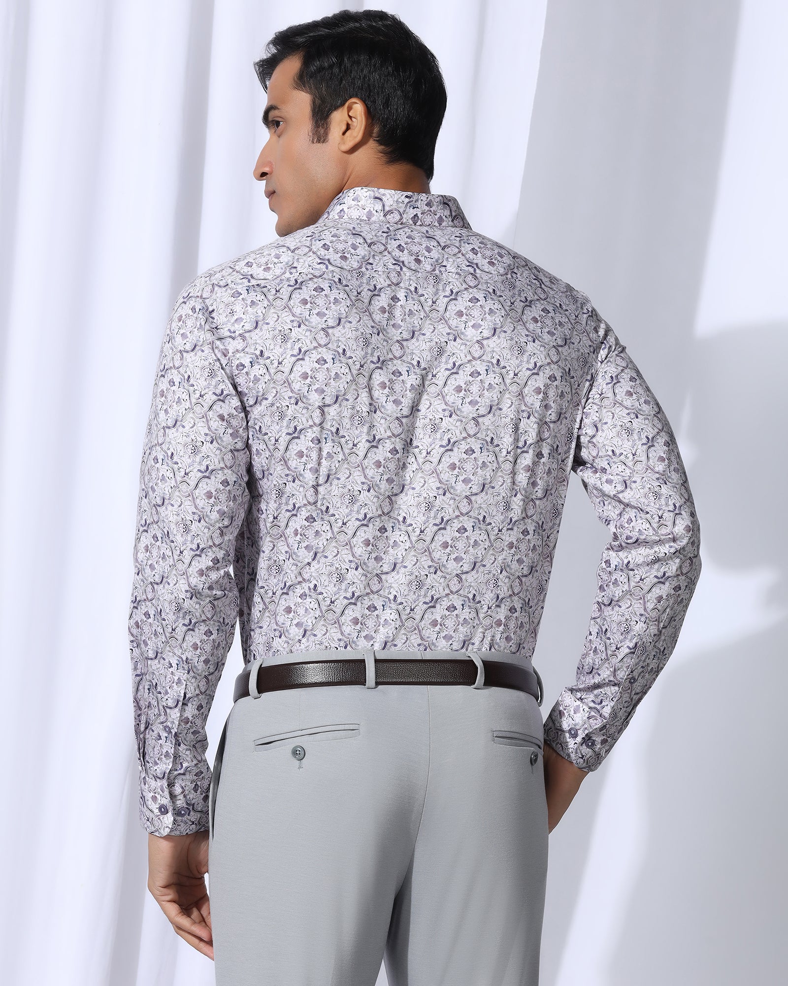 Formal Plum Printed Shirt - Shion