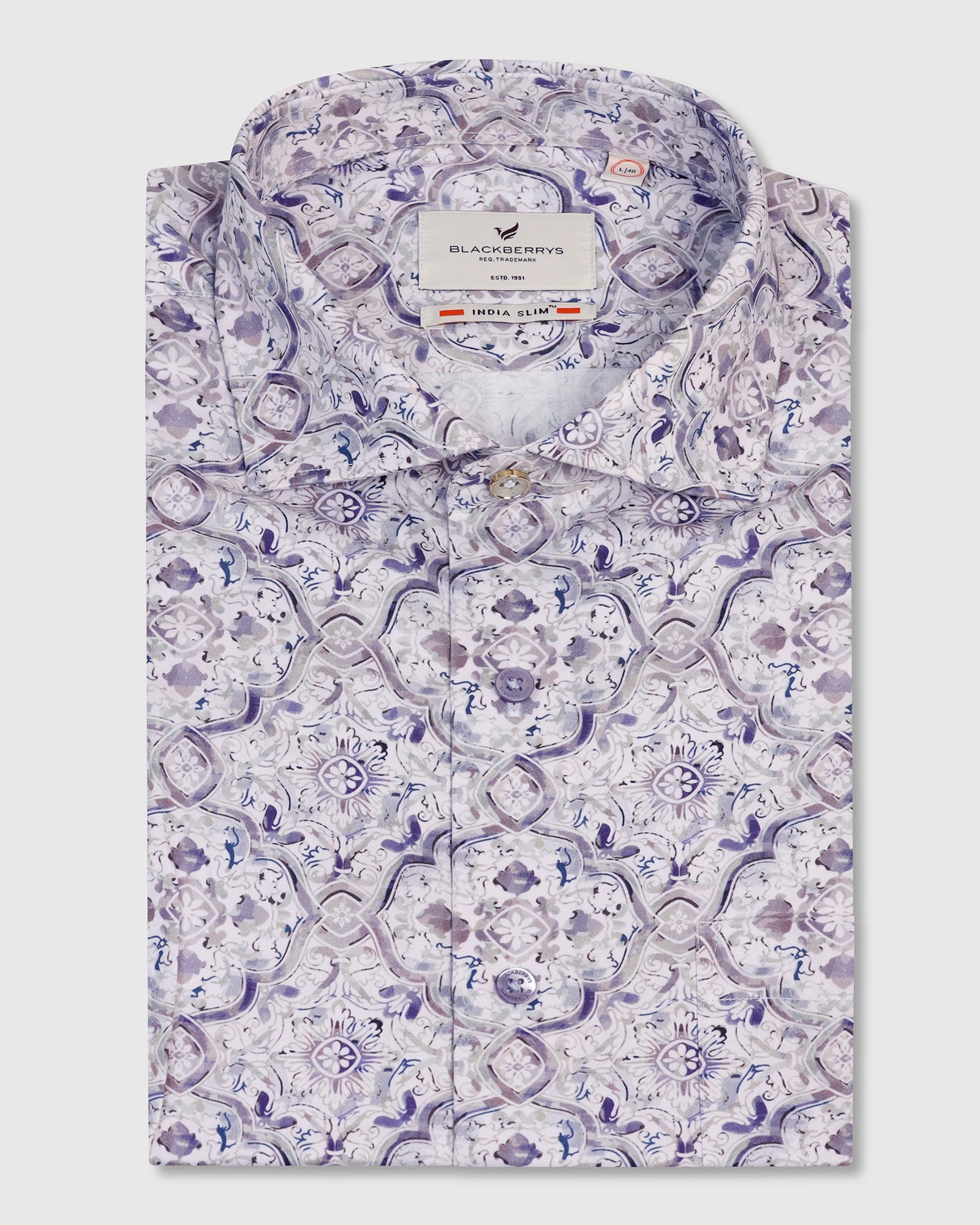 Formal Plum Printed Shirt - Shion