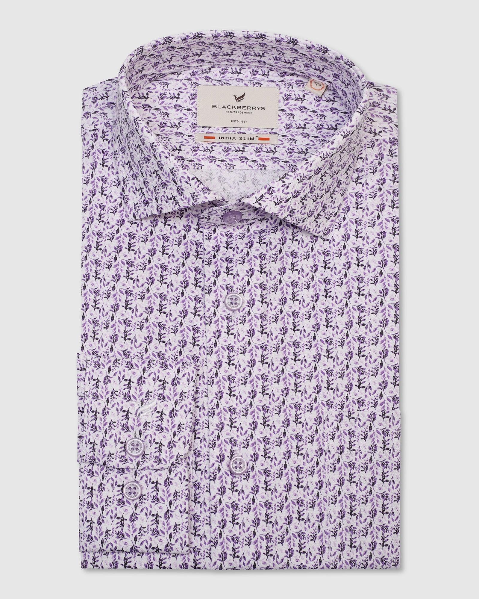 Formal Plum Printed Shirt - Avos - Blackberrys