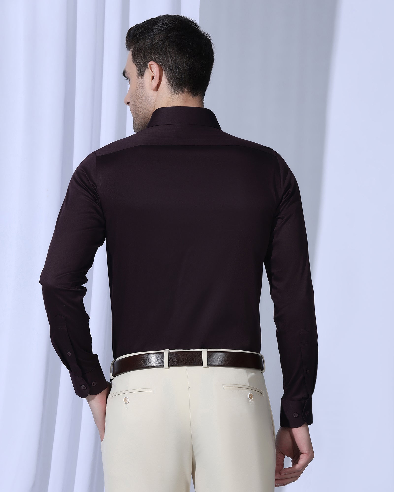 Non Iron Formal Purple Solid Shirt - Georgia