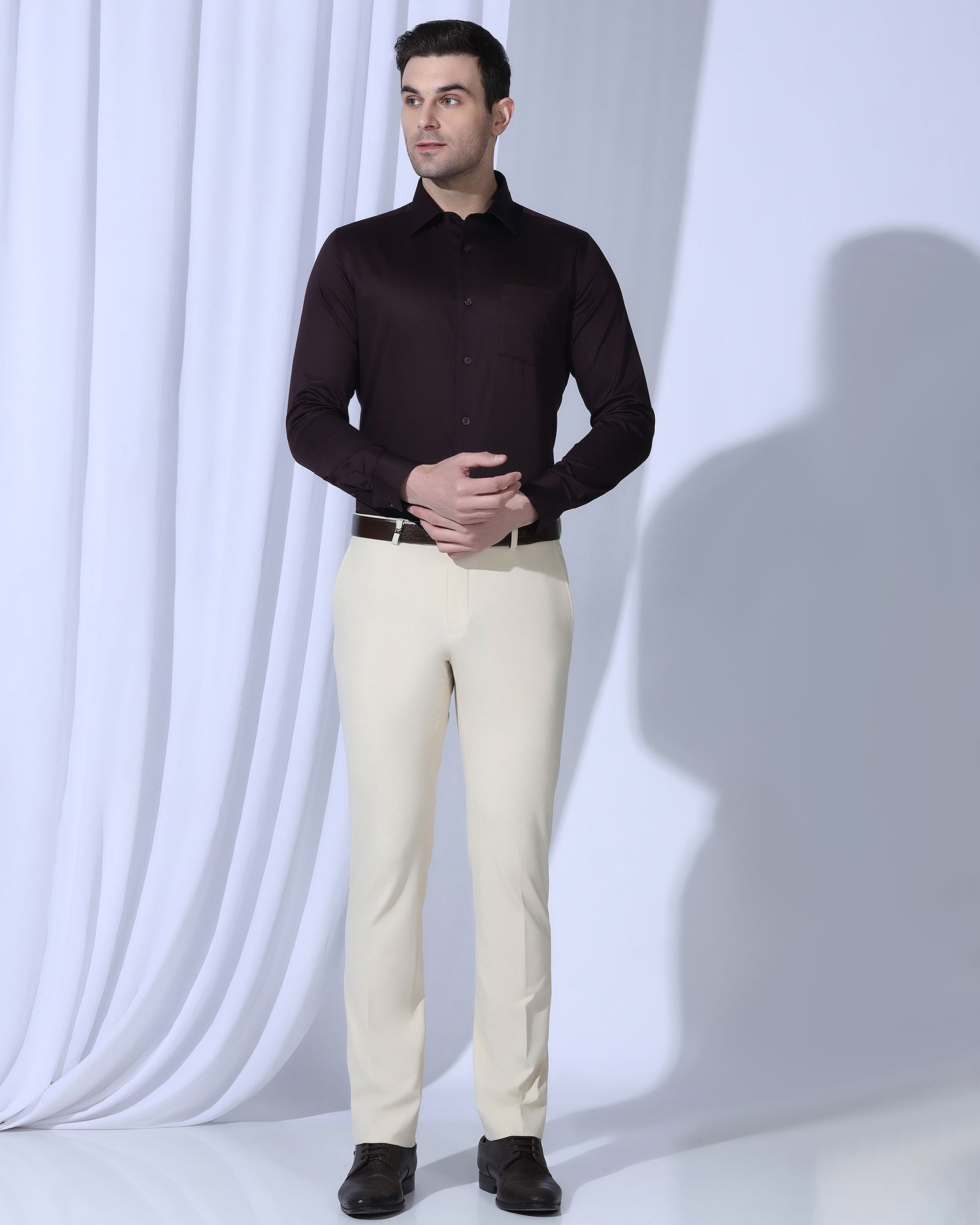 Non Iron Formal Purple Solid Shirt - Georgia