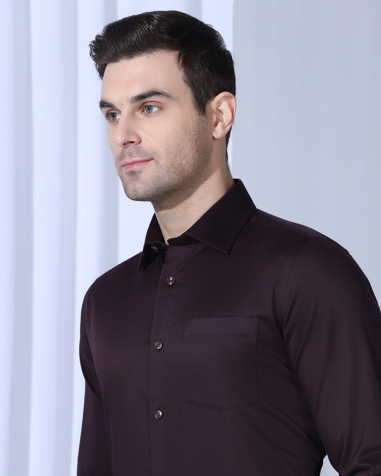 Non Iron Formal Purple Solid Shirt - Georgia