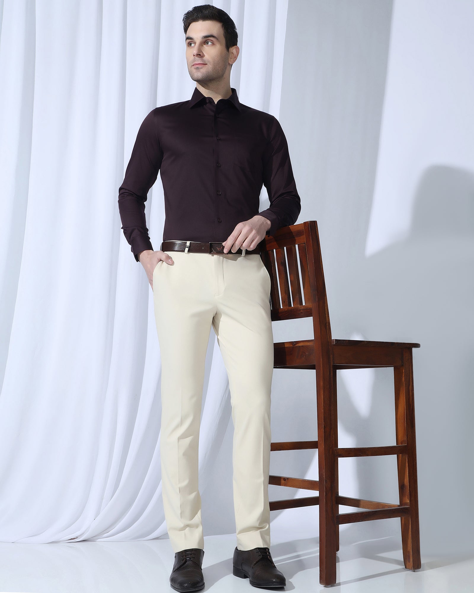 Non Iron Formal Purple Solid Shirt - Georgia