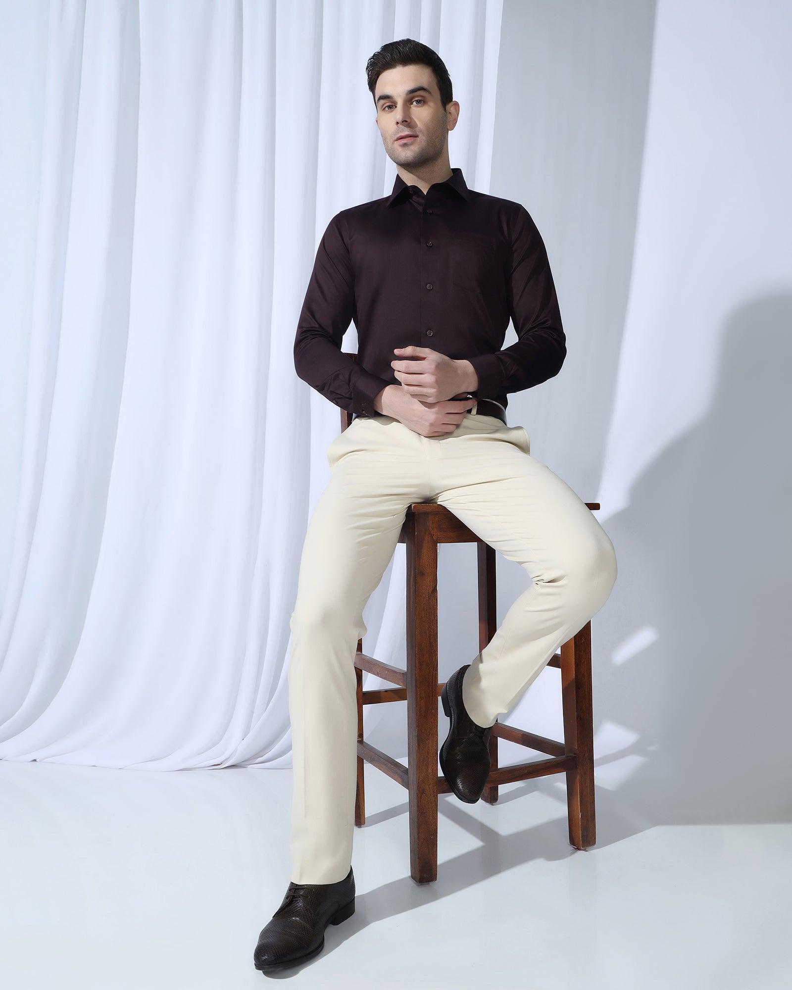 Non Iron Formal Purple Solid Shirt - Georgia