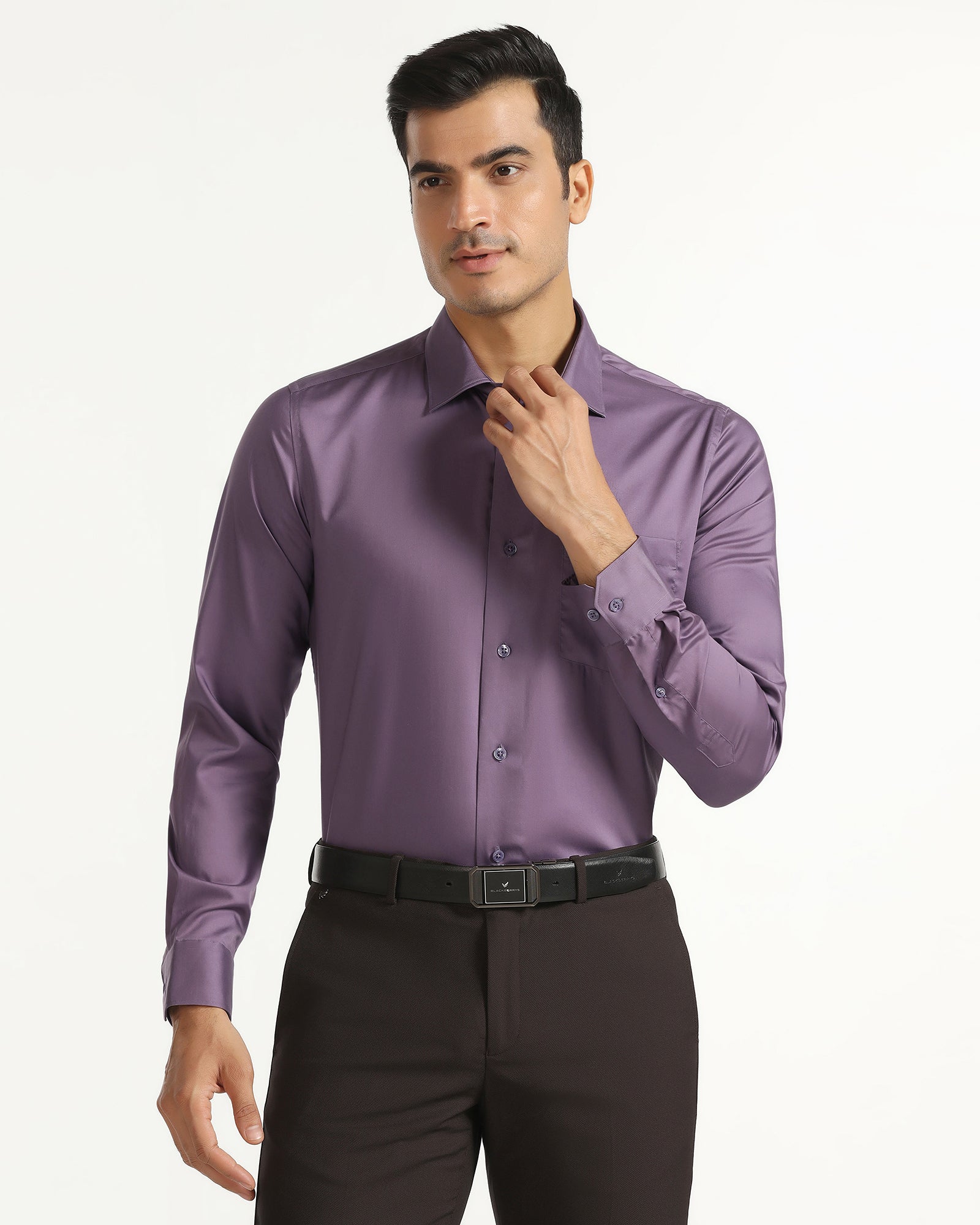 Formal Purple Solid Shirt - Roger