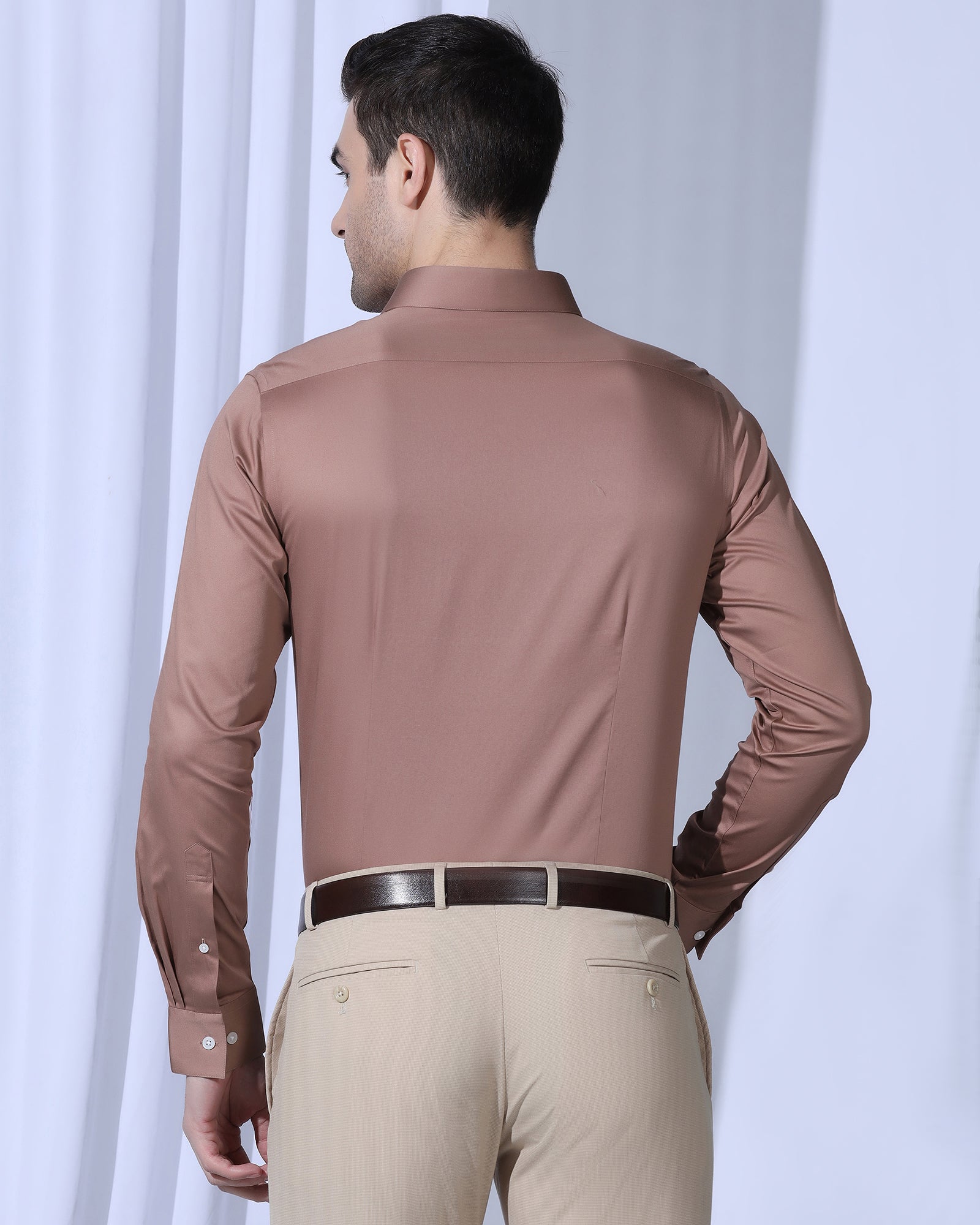 Non Iron Formal Red Orange Solid Shirt - George