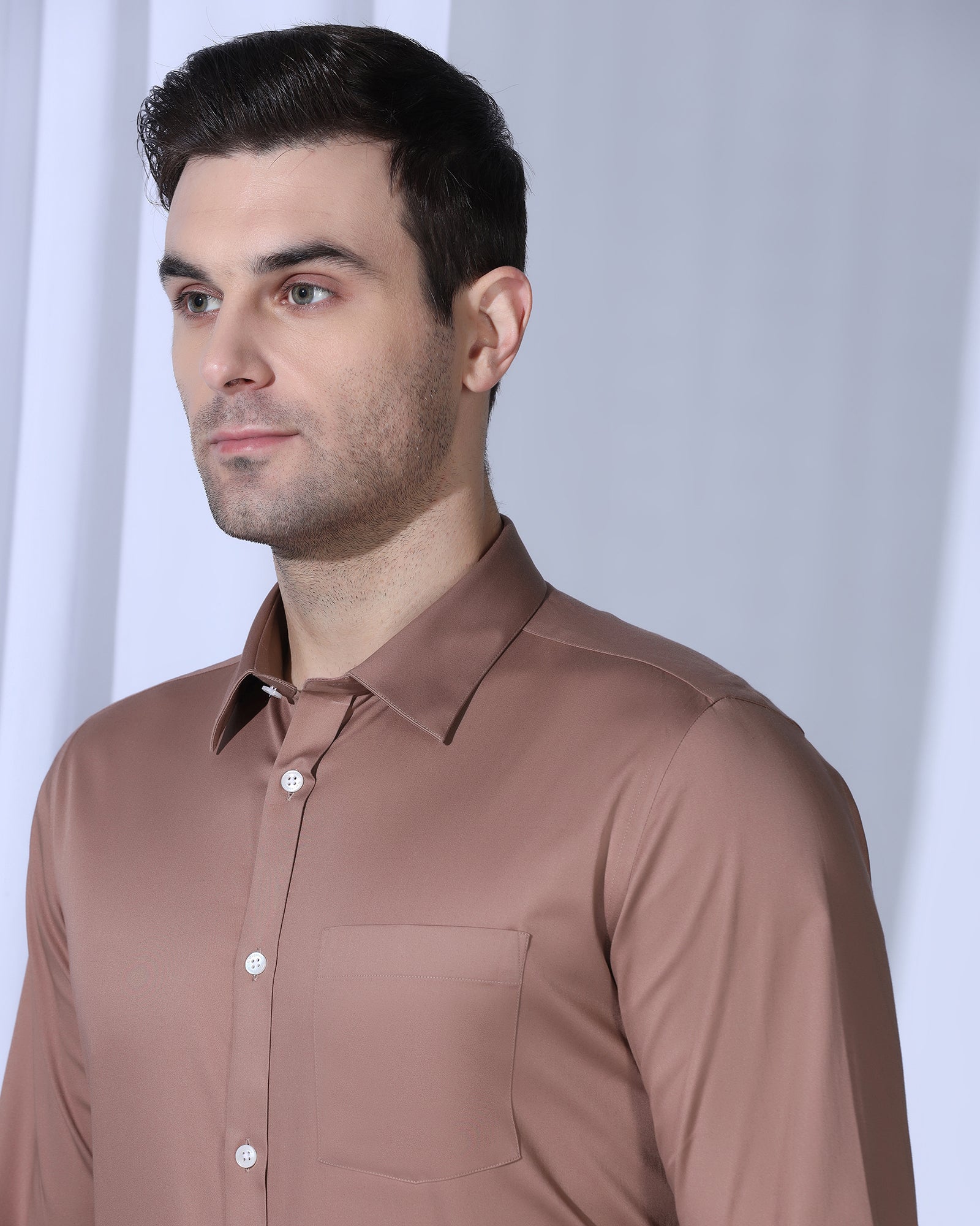 Non Iron Formal Red Orange Solid Shirt - George