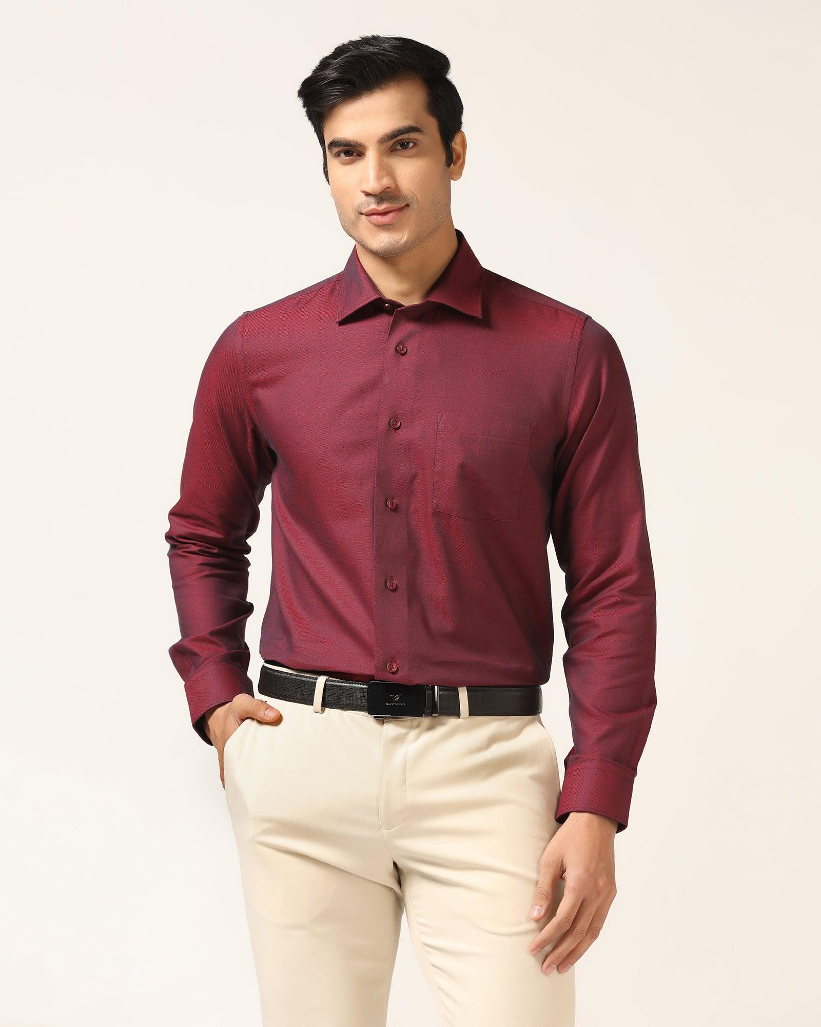 Formal Red Textured Shirt - Brat - Blackberrys