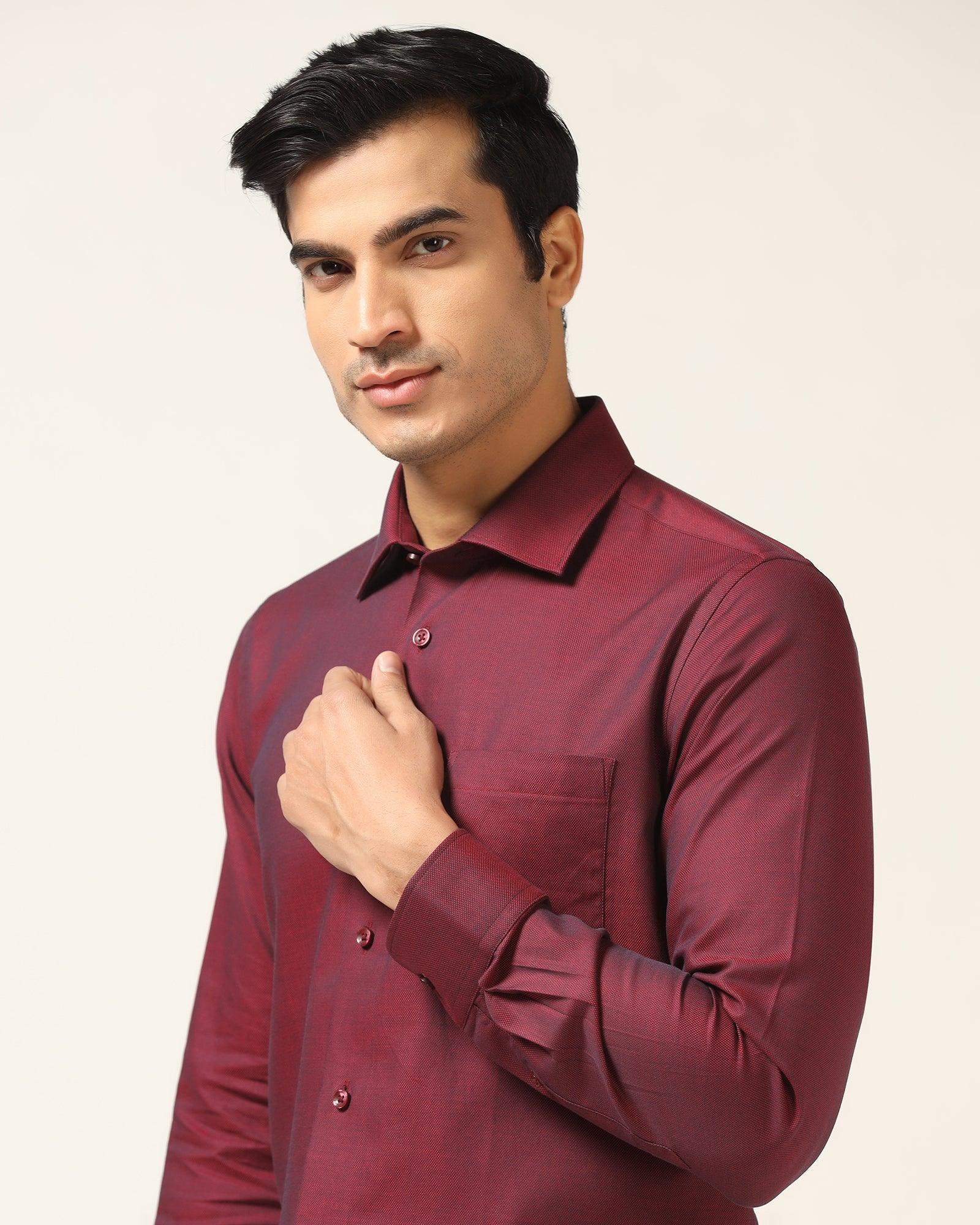 Formal Red Textured Shirt - Brat - Blackberrys