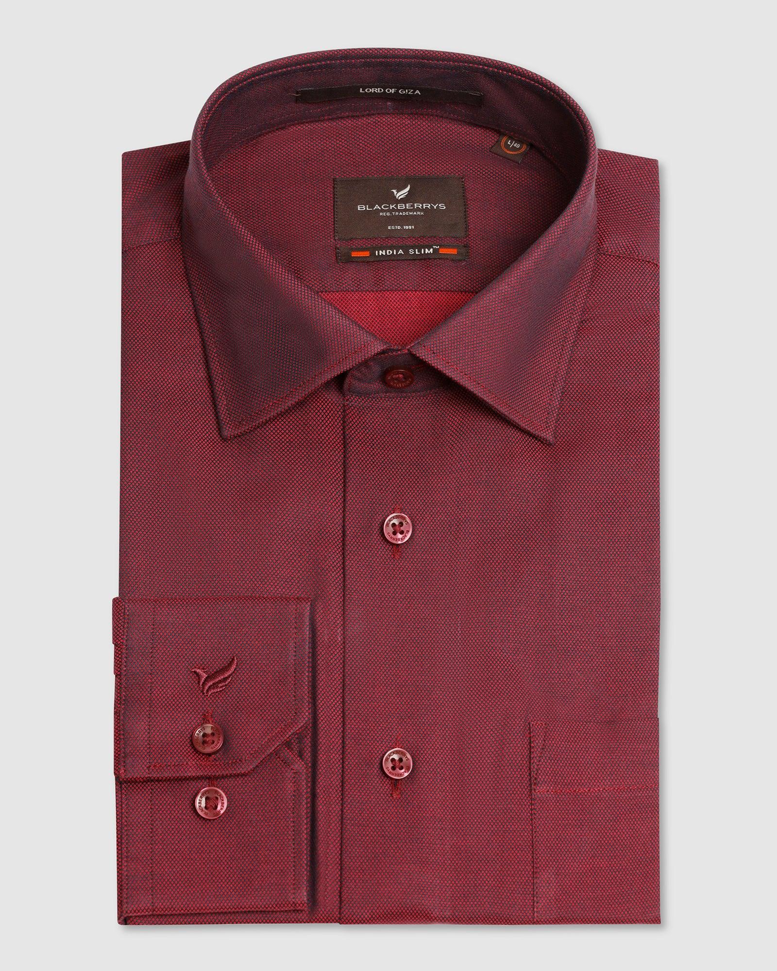 Formal Red Textured Shirt - Brat - Blackberrys