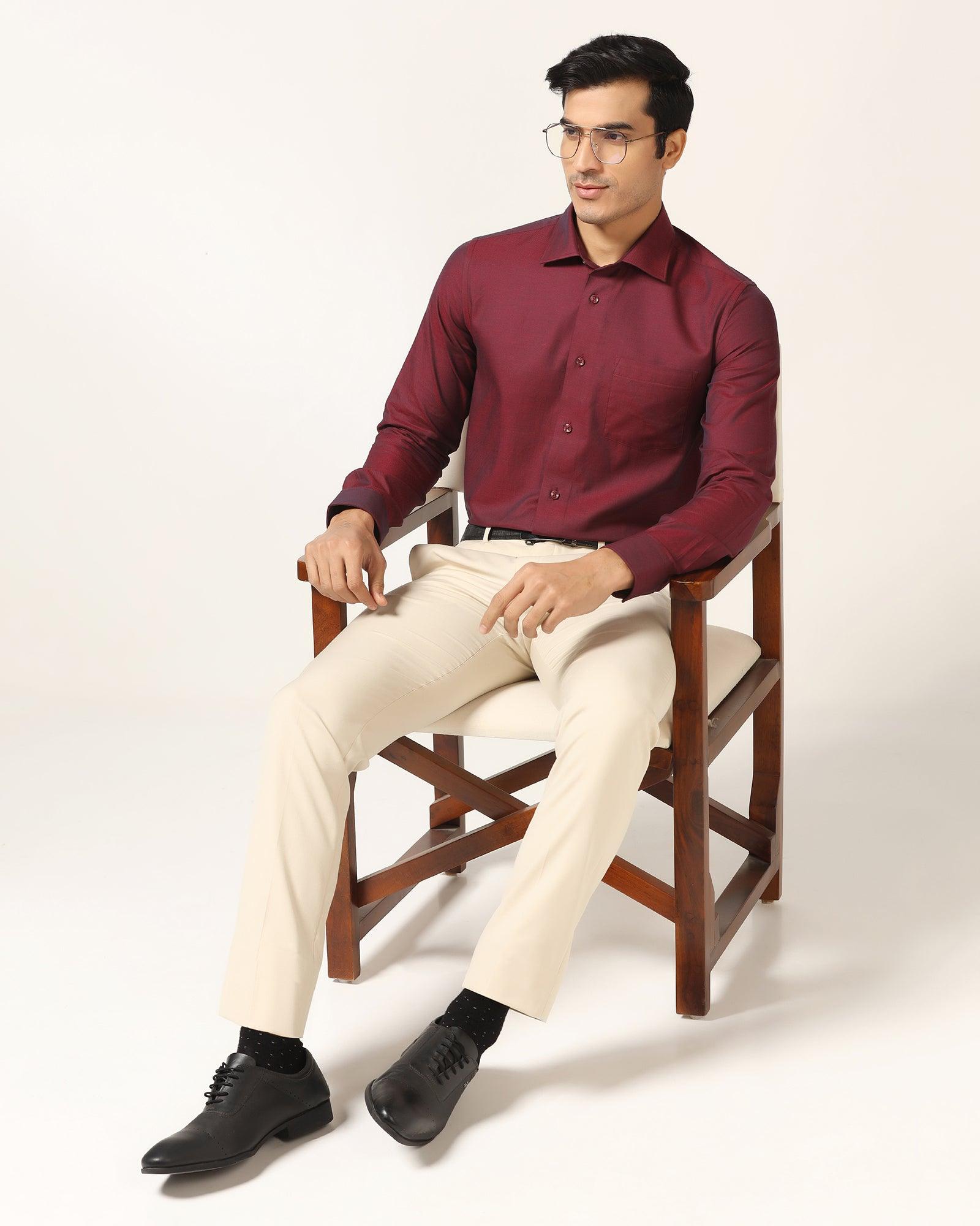 Formal Red Textured Shirt - Brat - Blackberrys