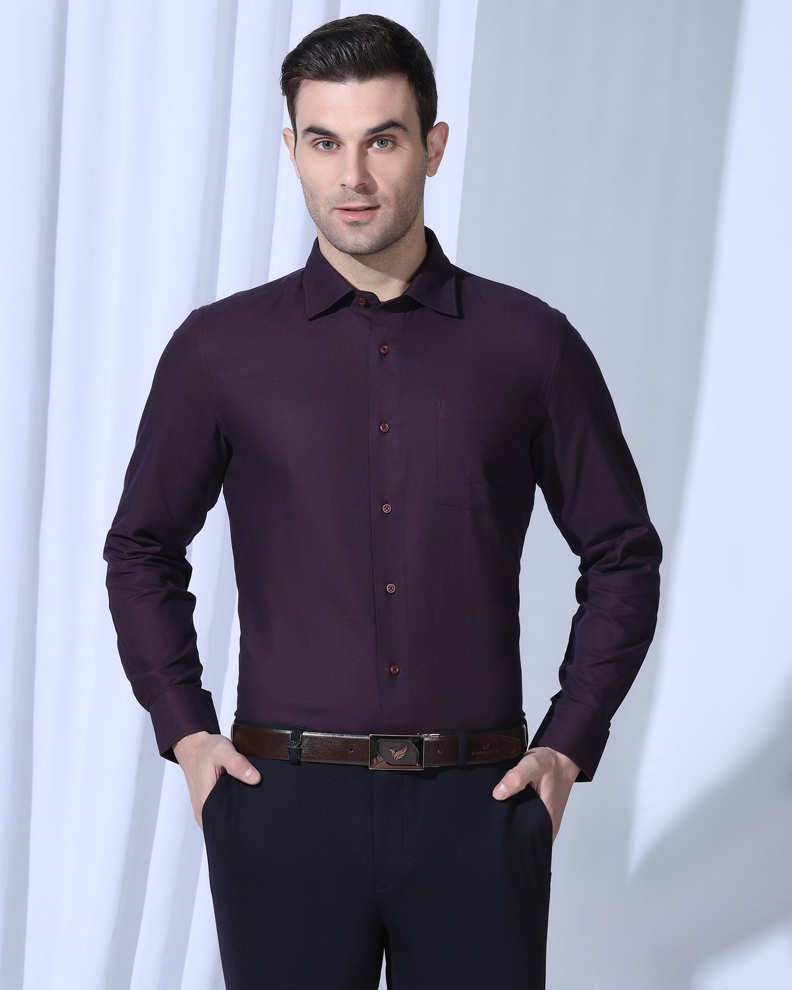 Formal Red Textured Shirt - Lotto