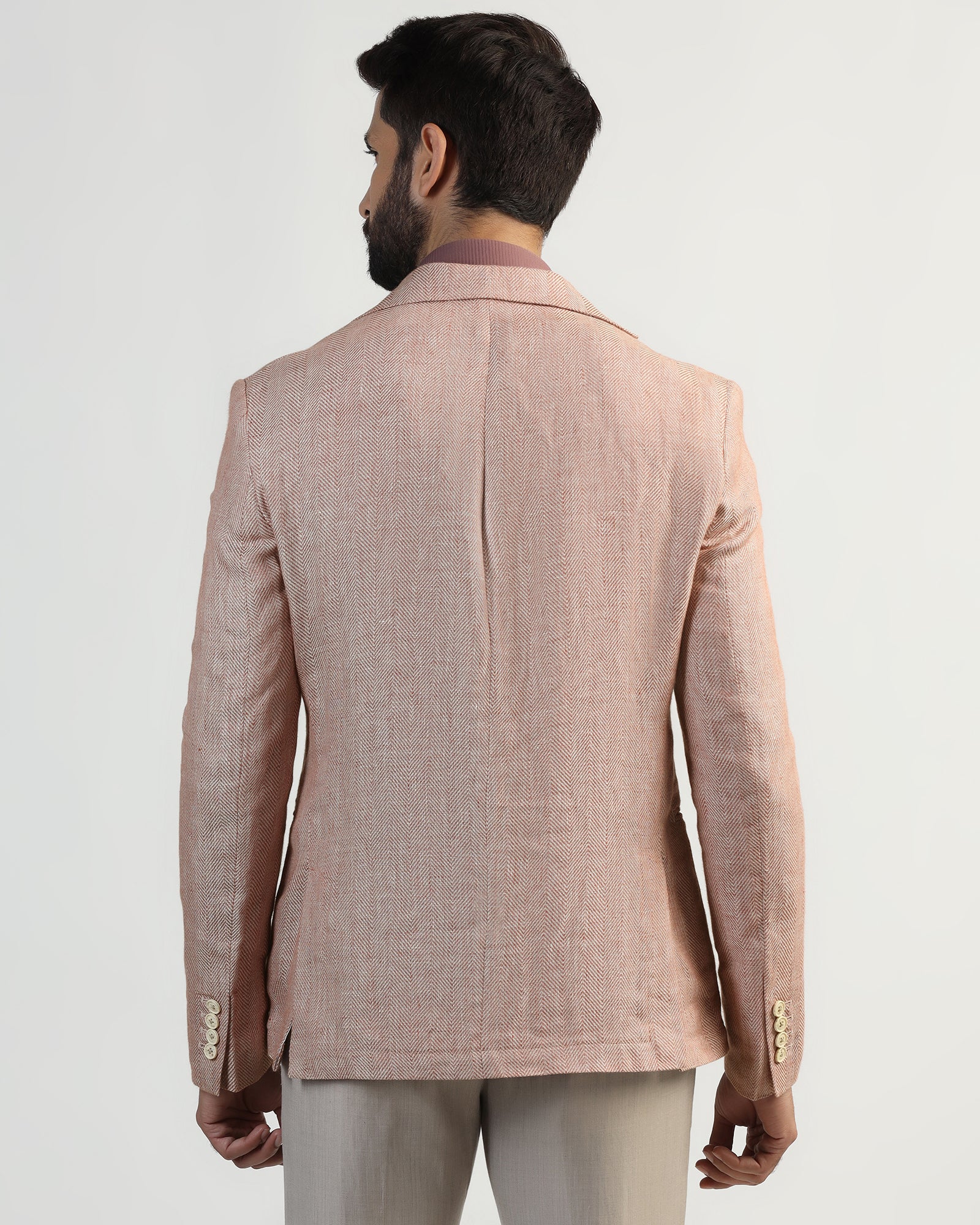 Linen Formal Rust Textured Blazer - Nero
