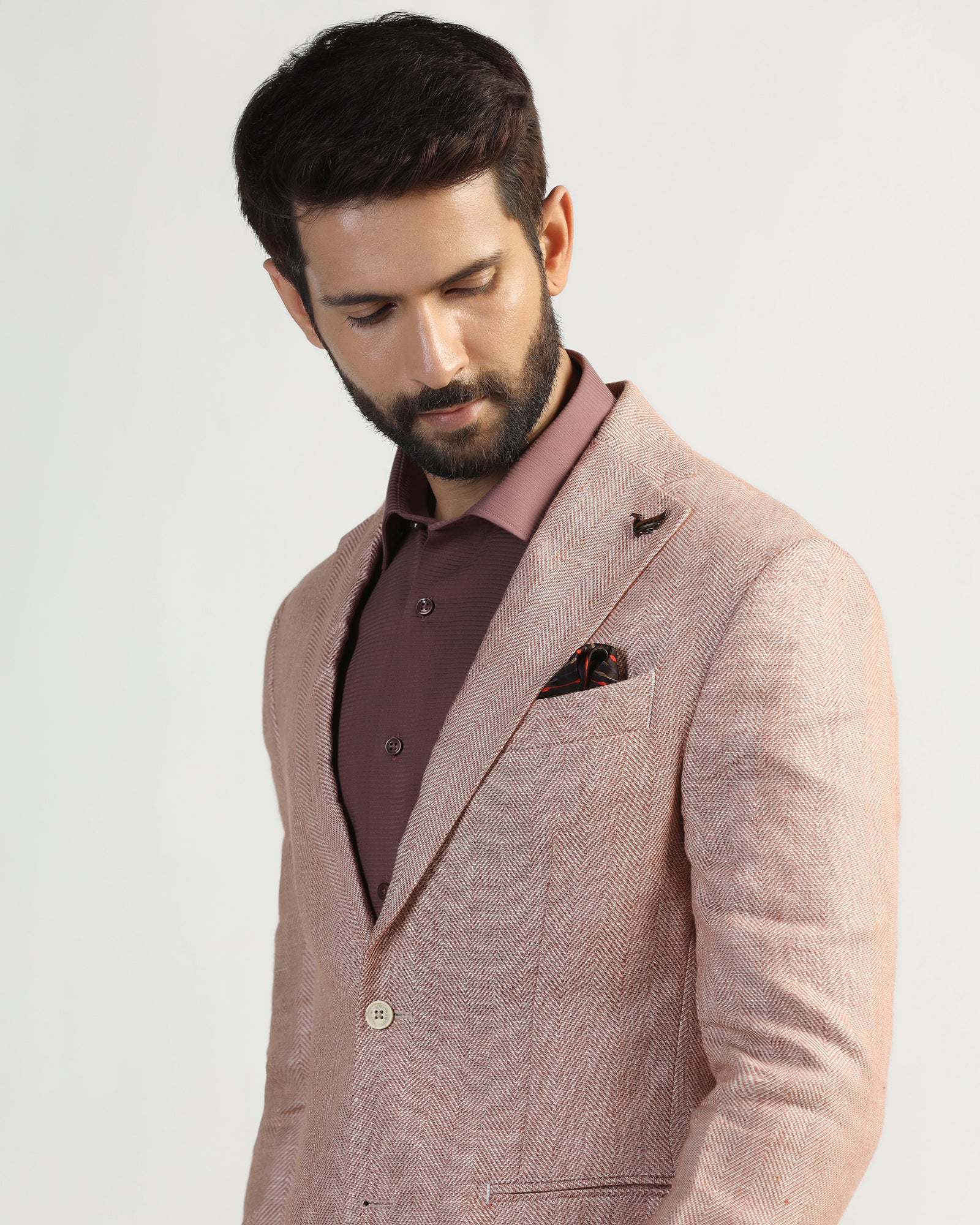 Linen Formal Rust Textured Blazer - Nero