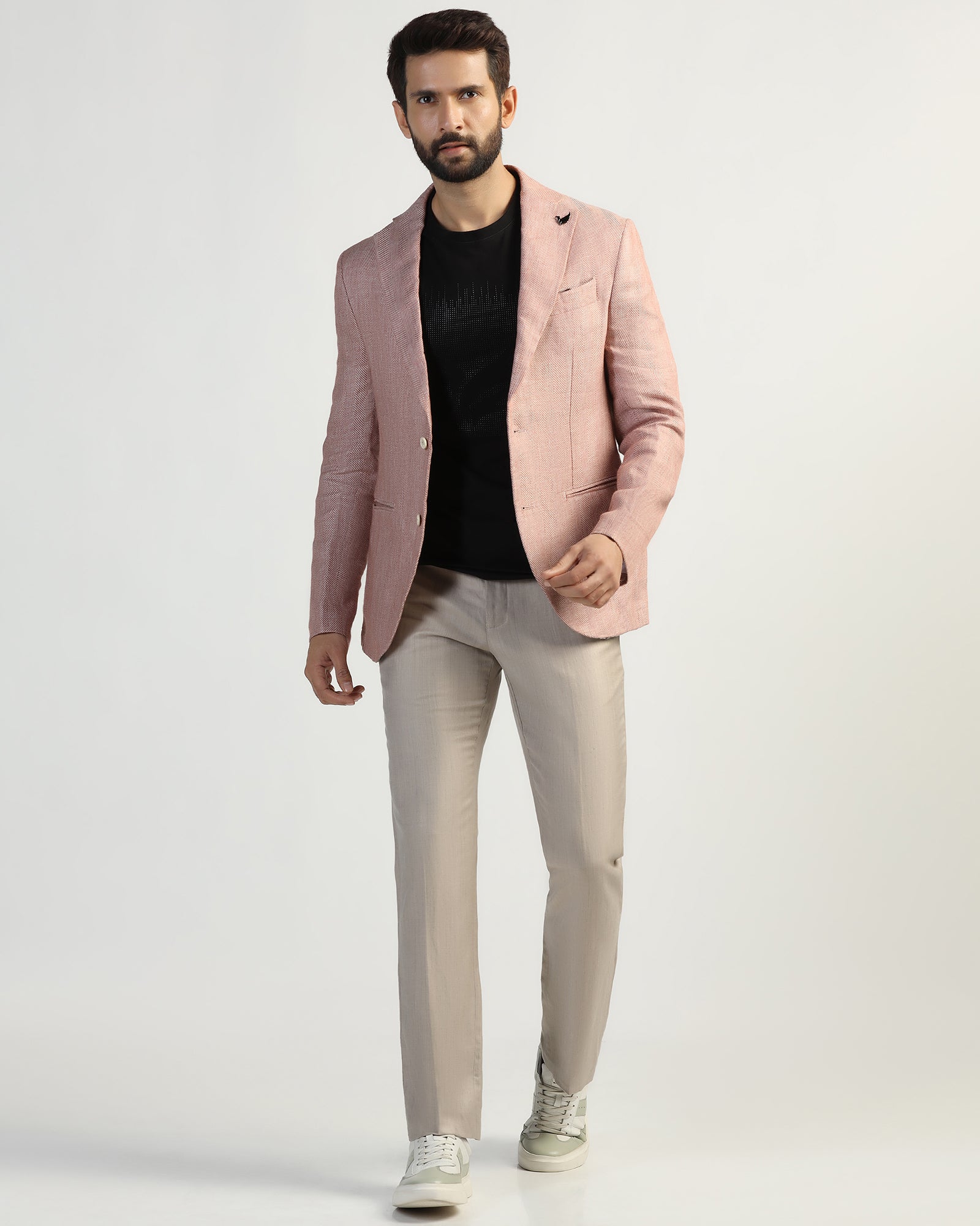 Linen Formal Rust Textured Blazer - Nero