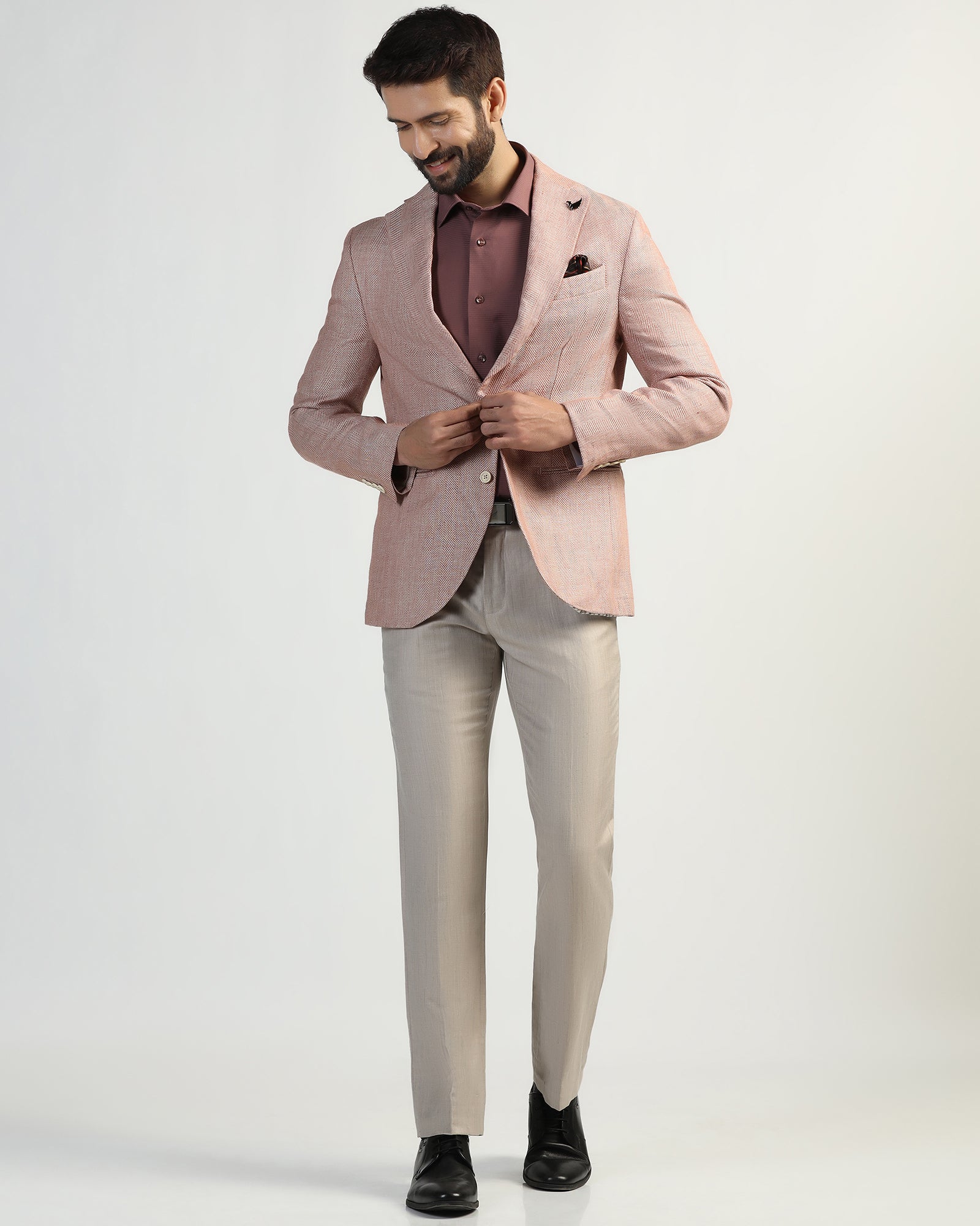 Linen Formal Rust Textured Blazer - Nero