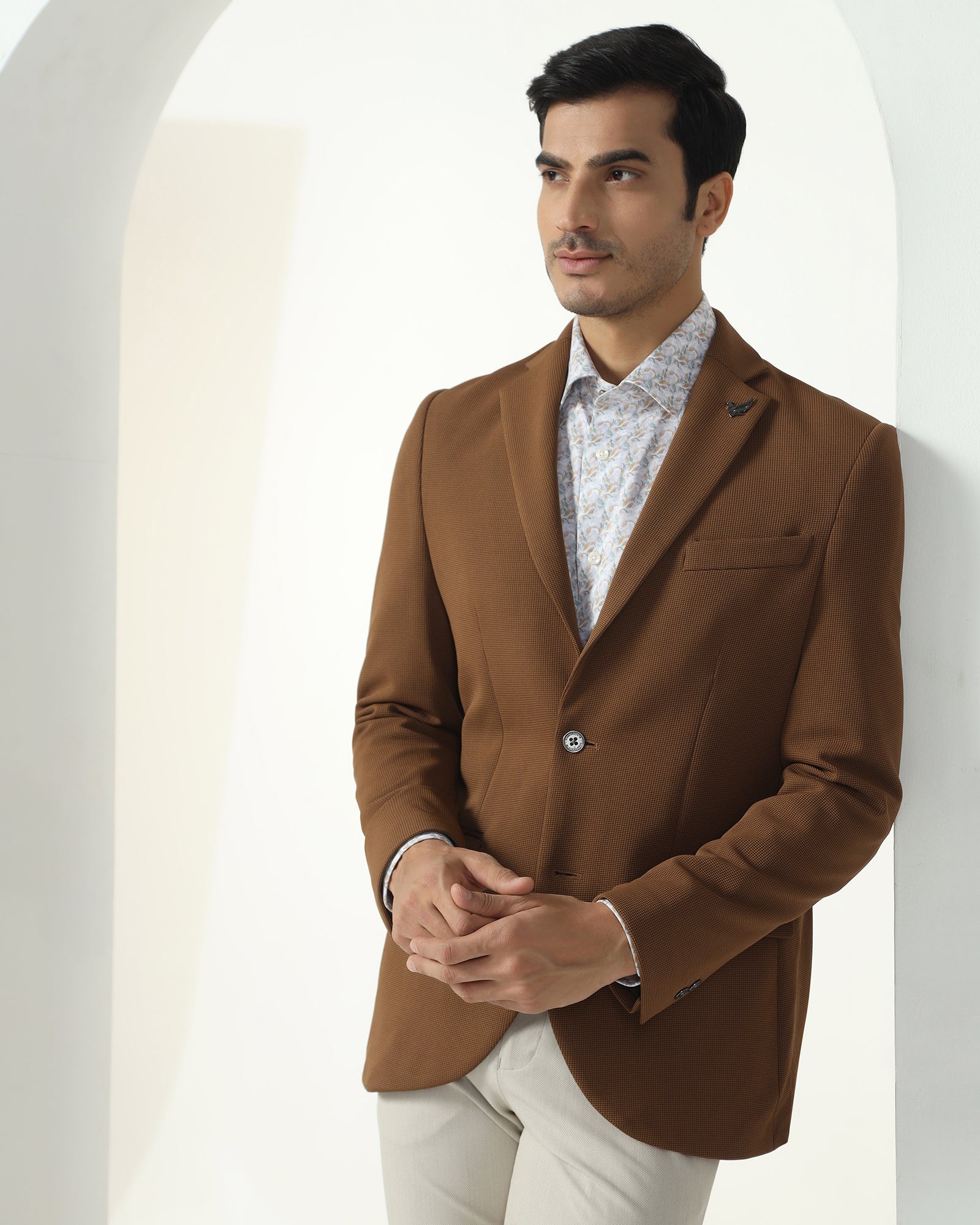 Formal Rust Textured Blazer - Rismo