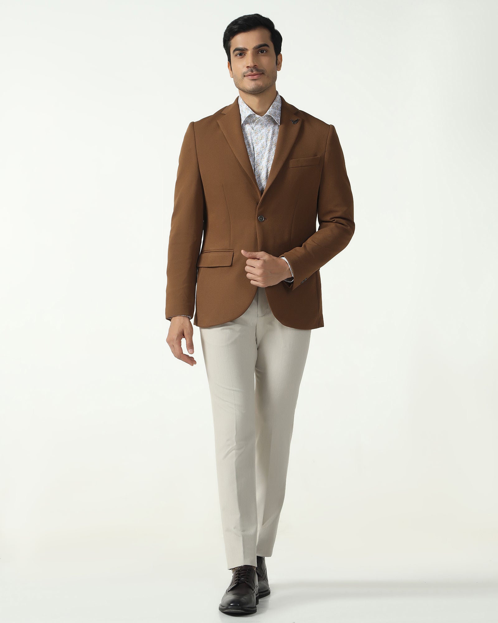 Formal Rust Textured Blazer - Rismo
