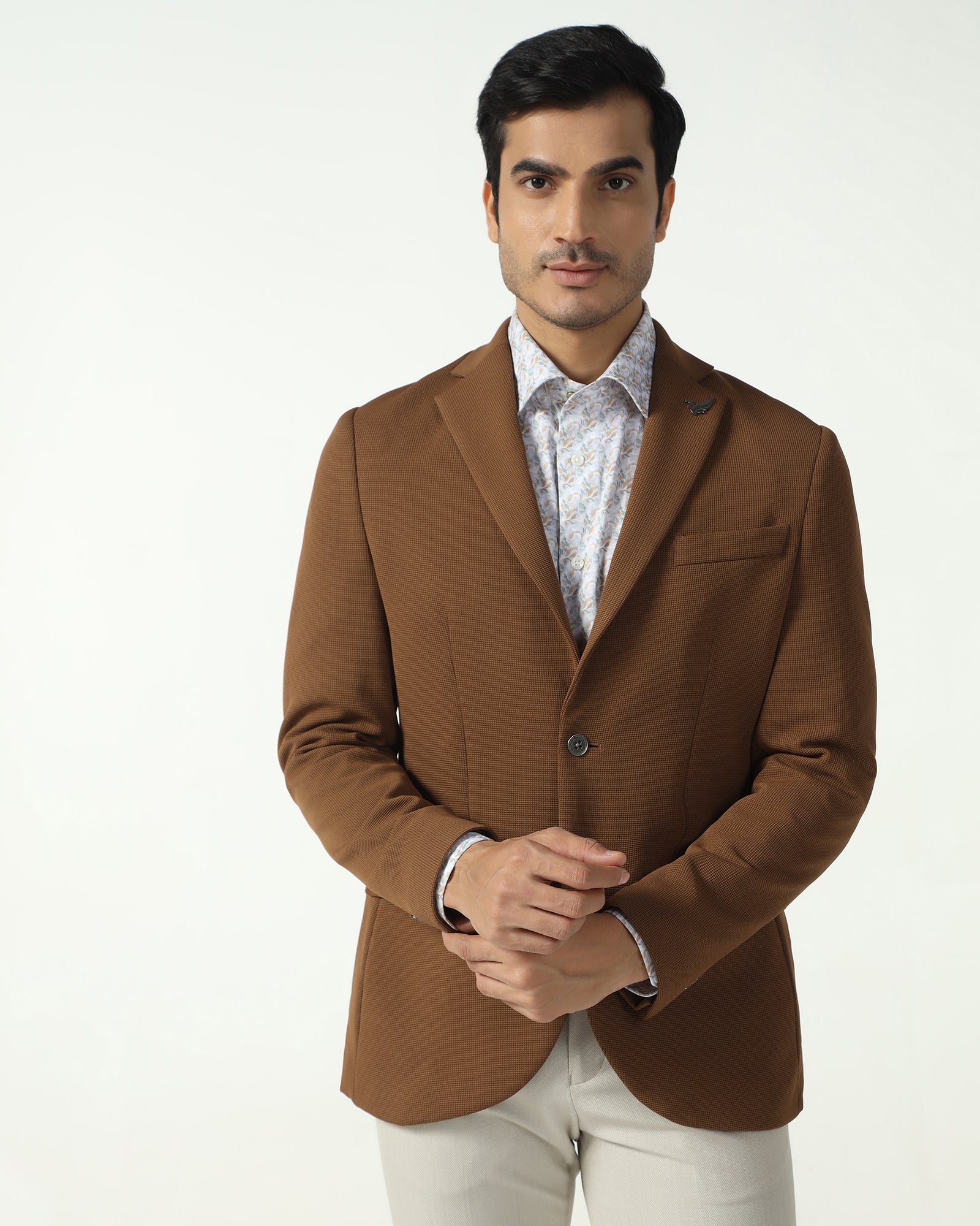 Formal Rust Textured Blazer - Rismo
