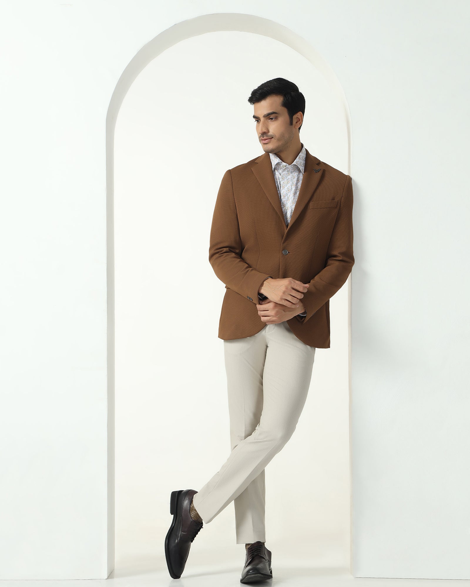 Formal Rust Textured Blazer - Rismo