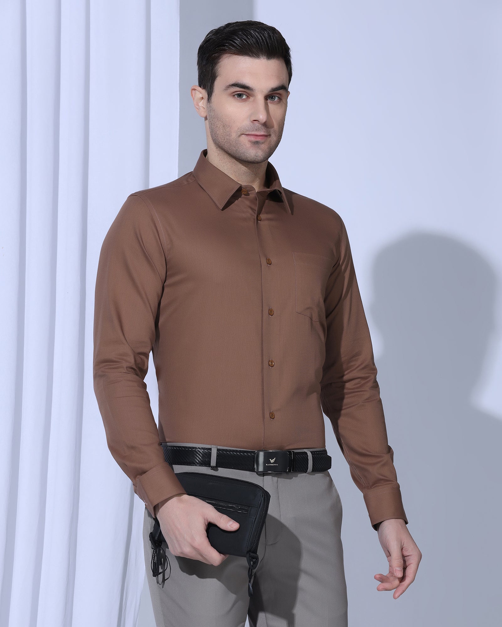 Non Iron Formal Rust Textured Shirt - Vlog