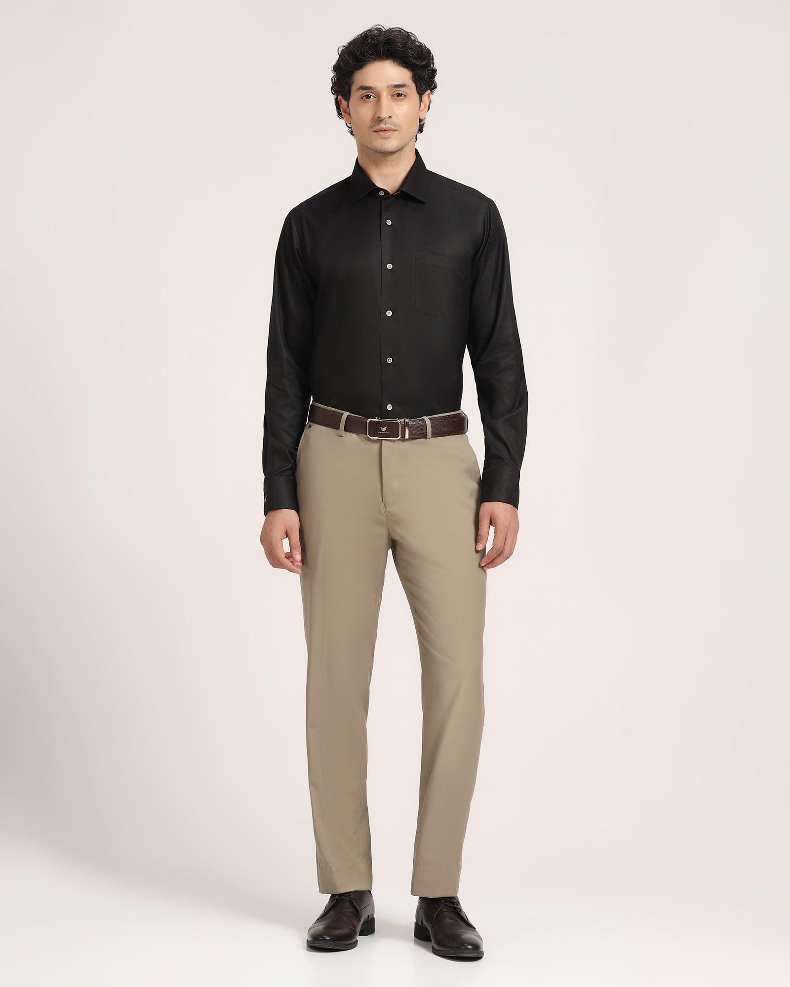 Luxe Formal Black Solid Shirt - Wonder - Blackberrys