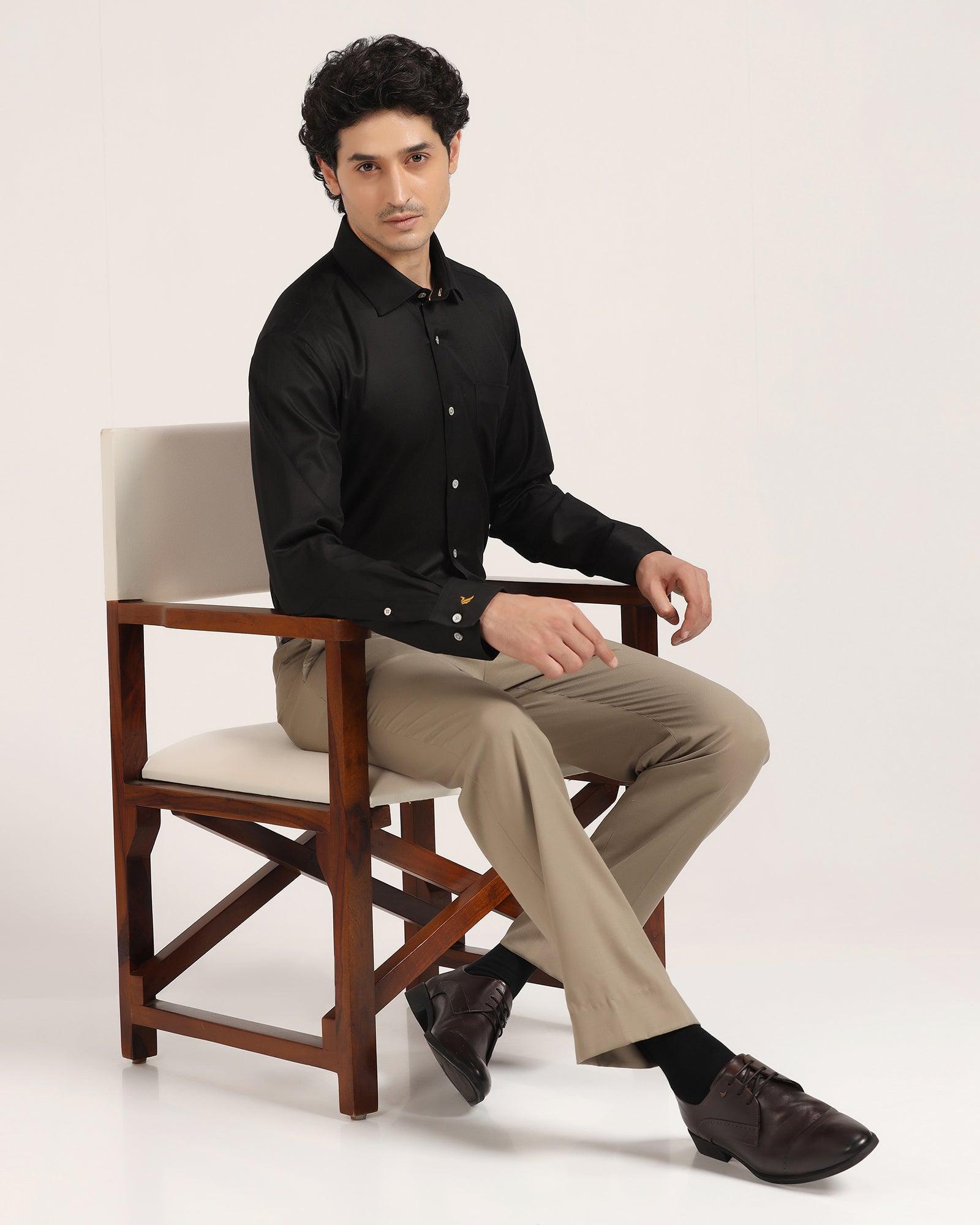 Luxe Formal Black Solid Shirt - Wonder - Blackberrys