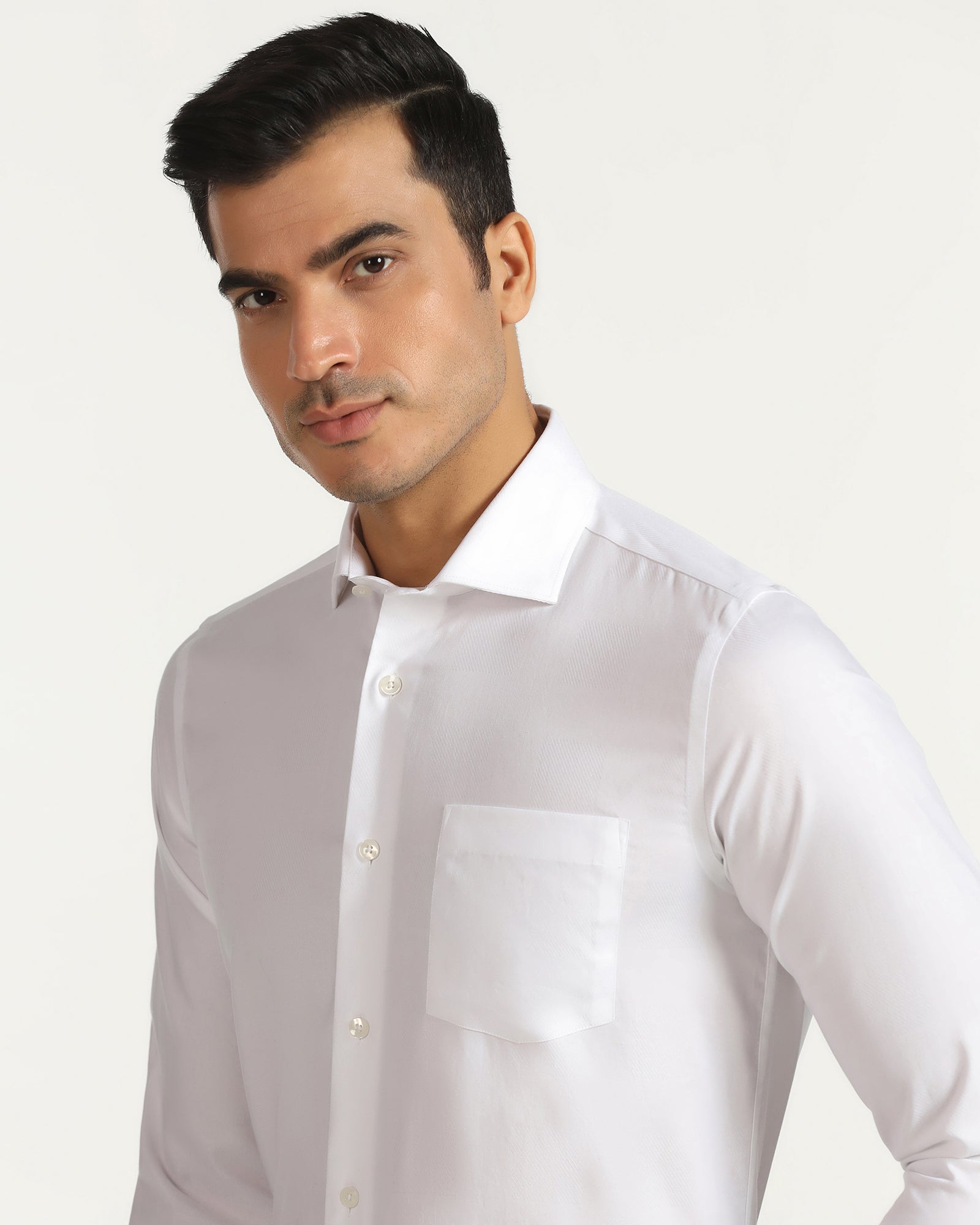Formal Super White Check Shirt - Spy