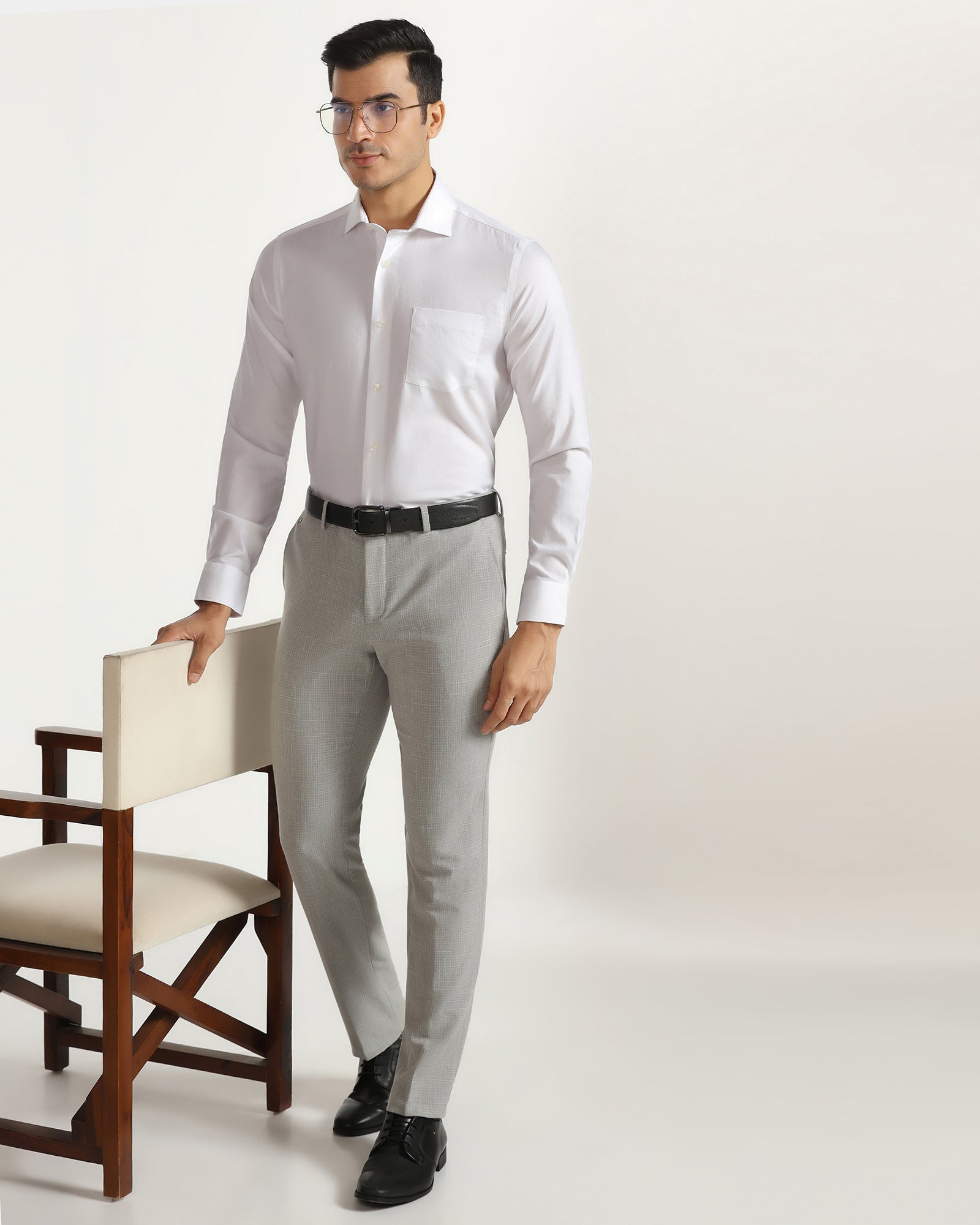 Formal Super White Check Shirt - Spy