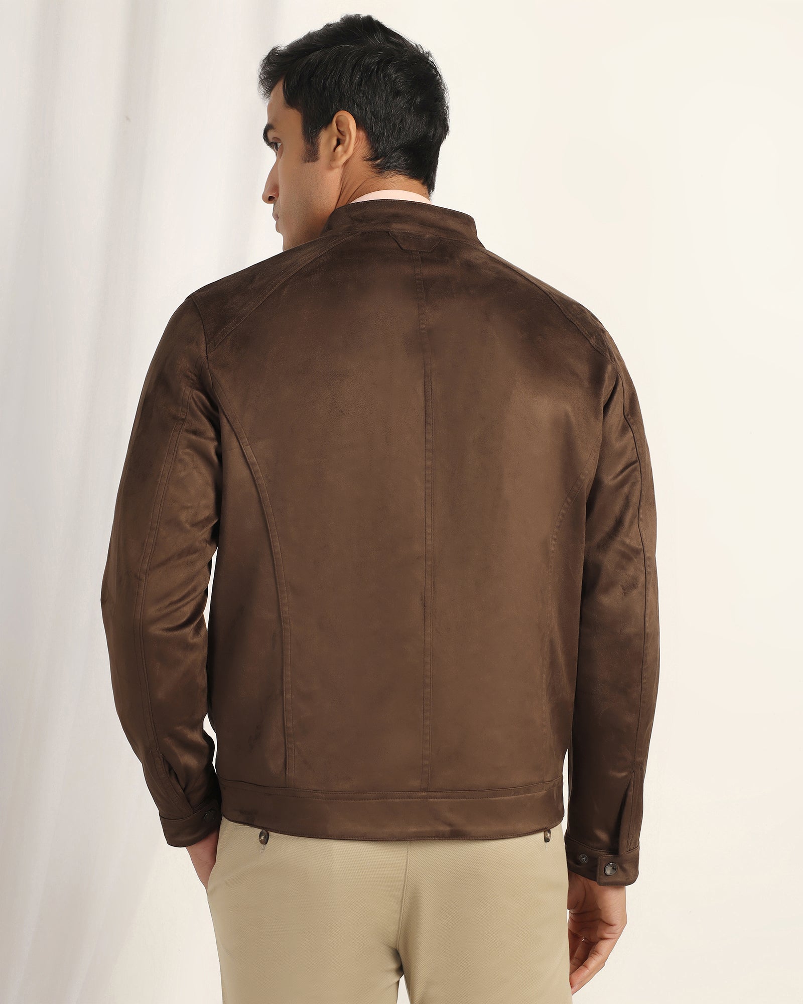 Formal Tan Solid Zipper Jacket - Gosling