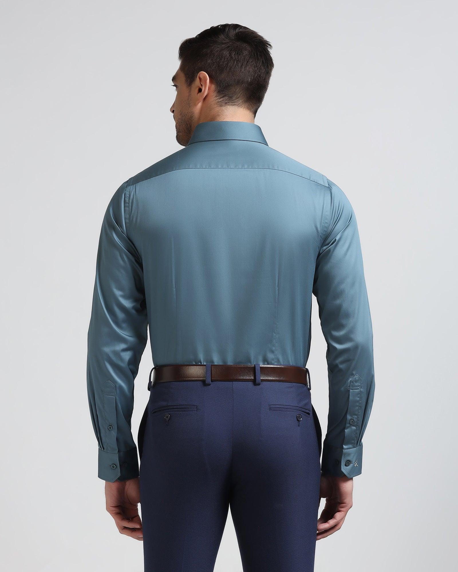 Formal Teal Solid Shirt - Simble - Blackberrys