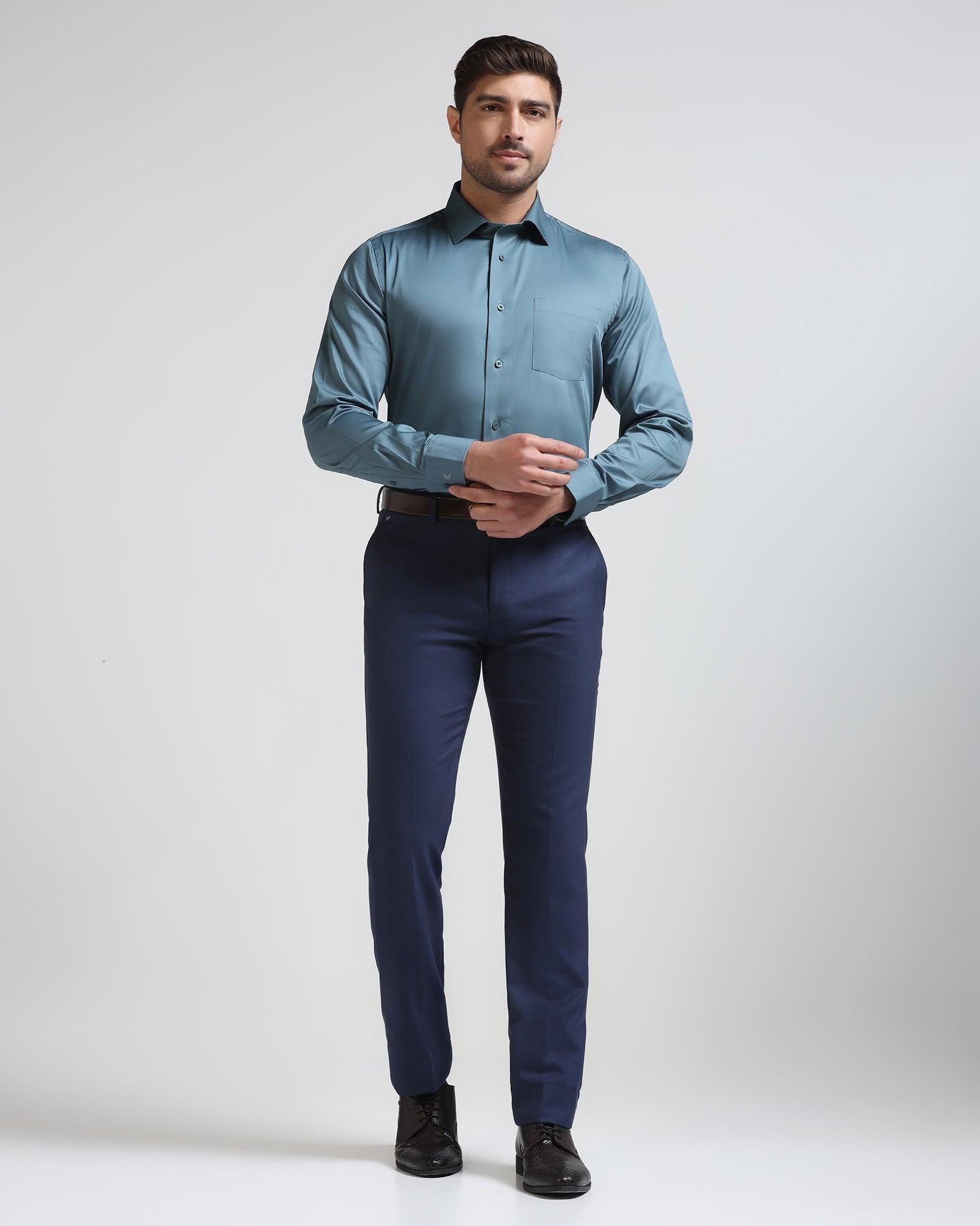 Formal Teal Solid Shirt - Simble - Blackberrys