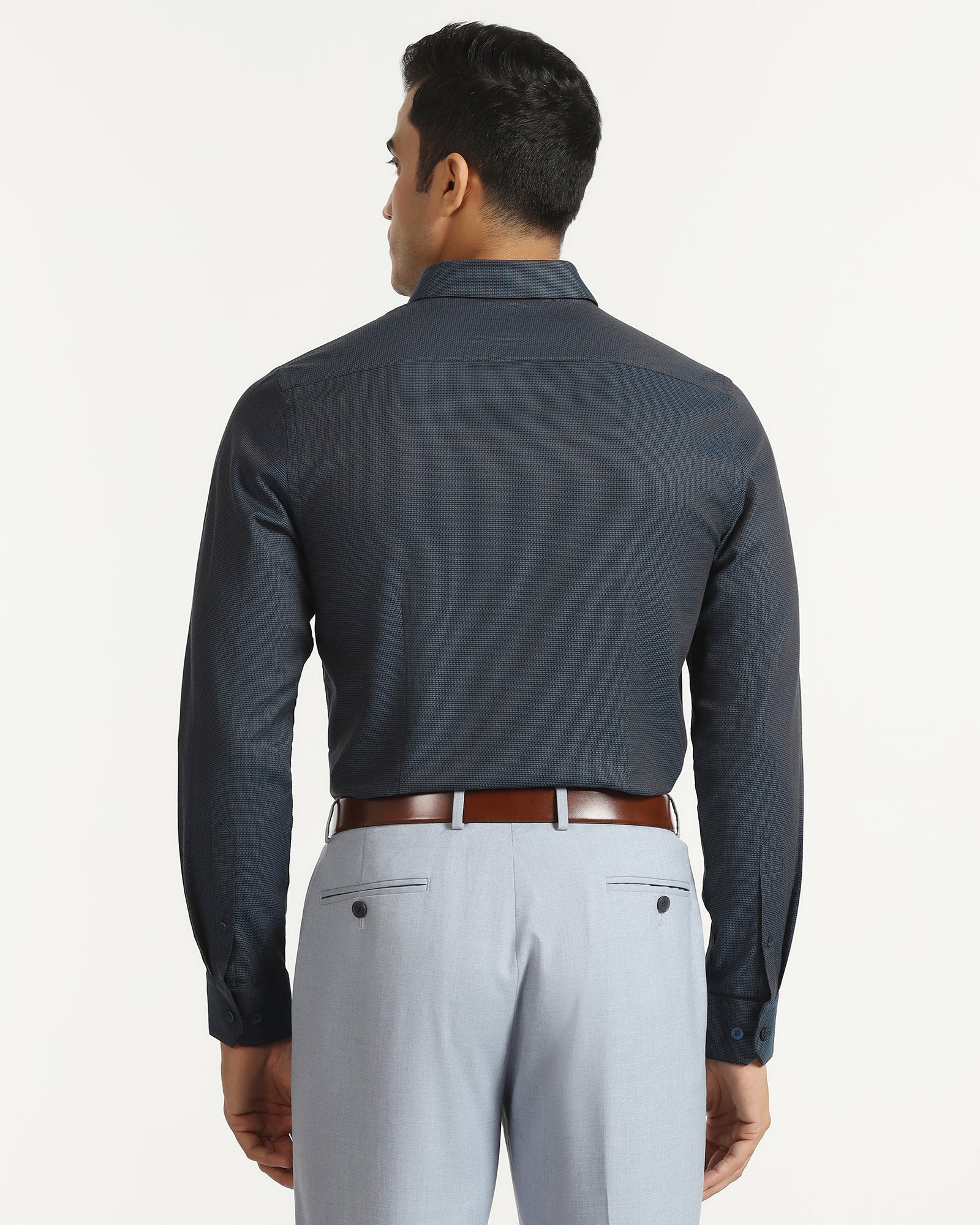 Formal Teal Textured Shirt - Amaze