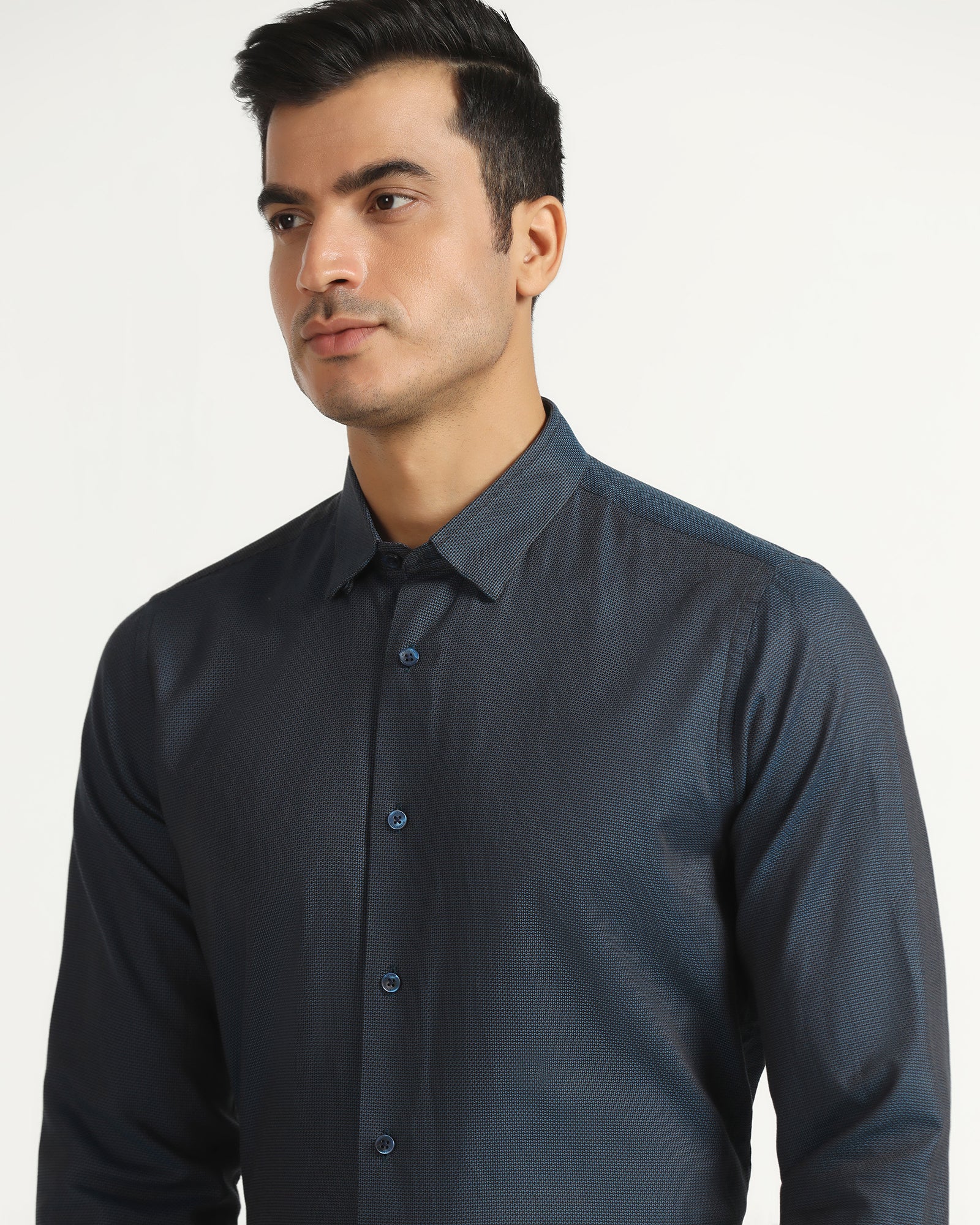 Formal Teal Textured Shirt - Amaze