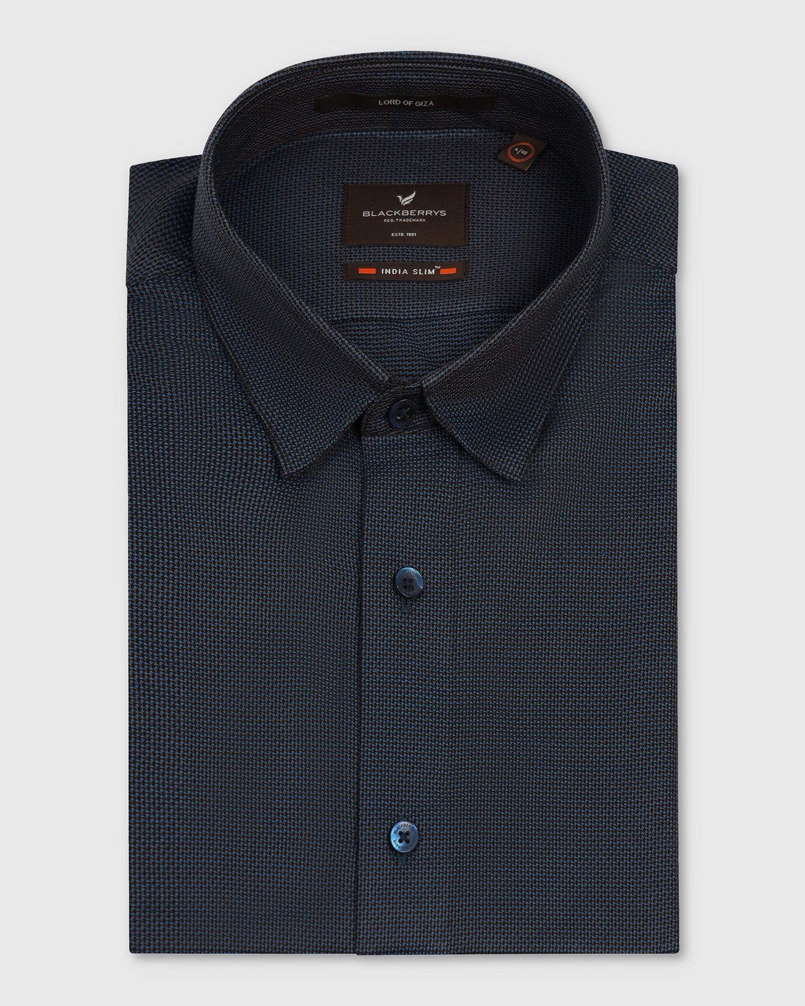 Formal Teal Textured Shirt - Amaze